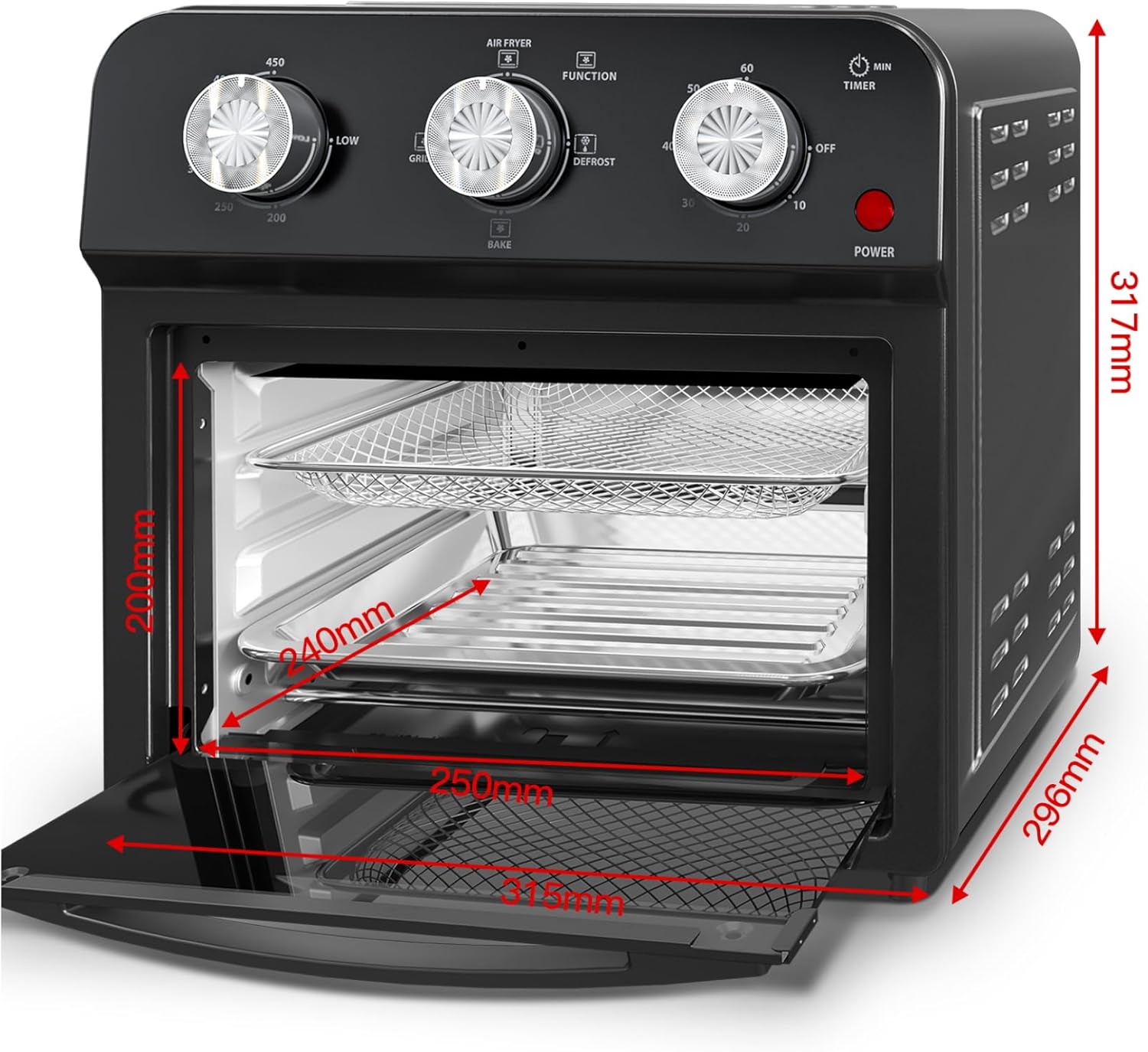 12.5 Quart Air Fryer Toaster Oven - 1500W 7-in-1 Multifunction Convection Oven