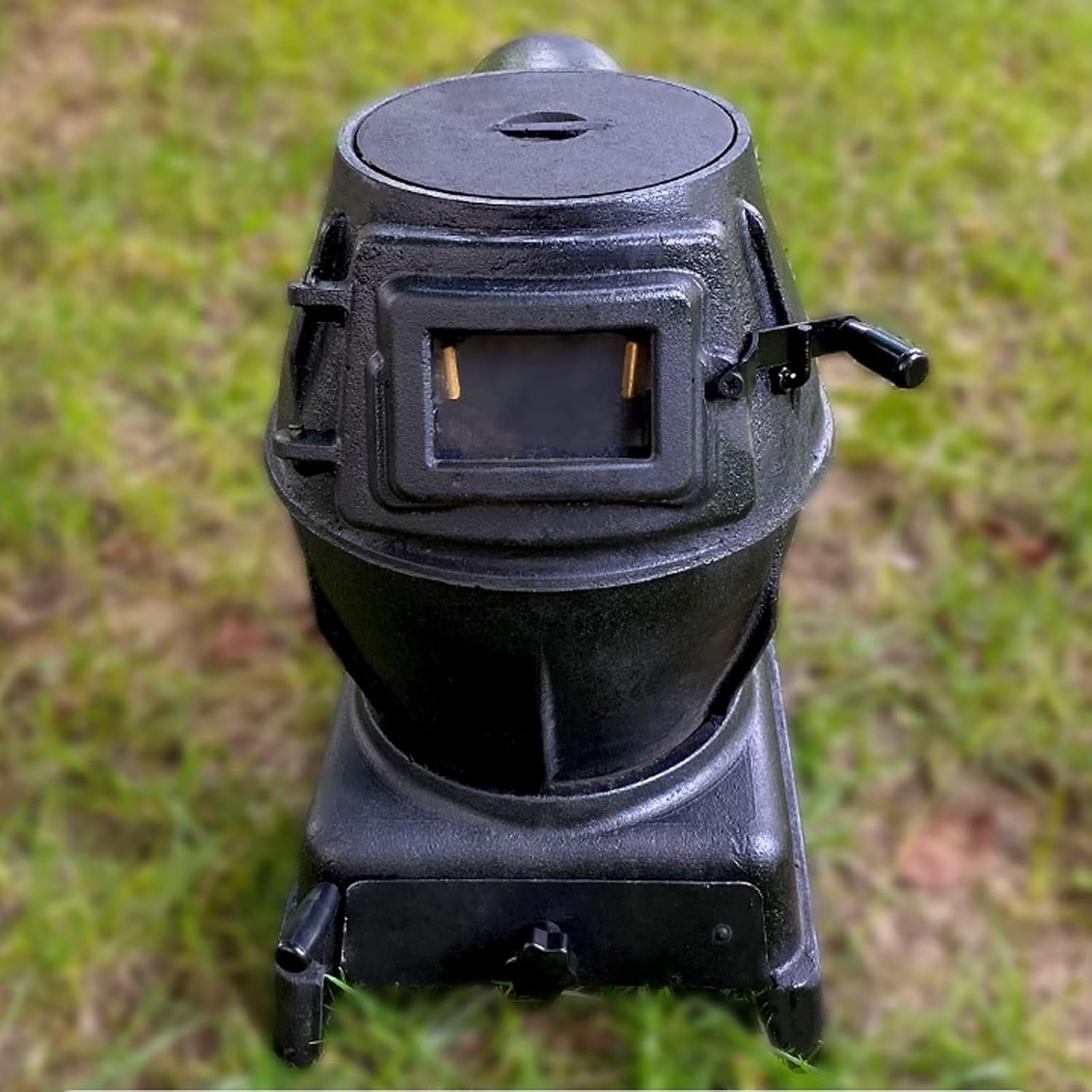 Small Wood Stove, Cast Iron Wood Burning Stove with Glass Observation Window, Multipurpose Camping Stoves for Tent Heating, Camping, Picnic, Hunting, Fishing, Cooking, Barbecue
