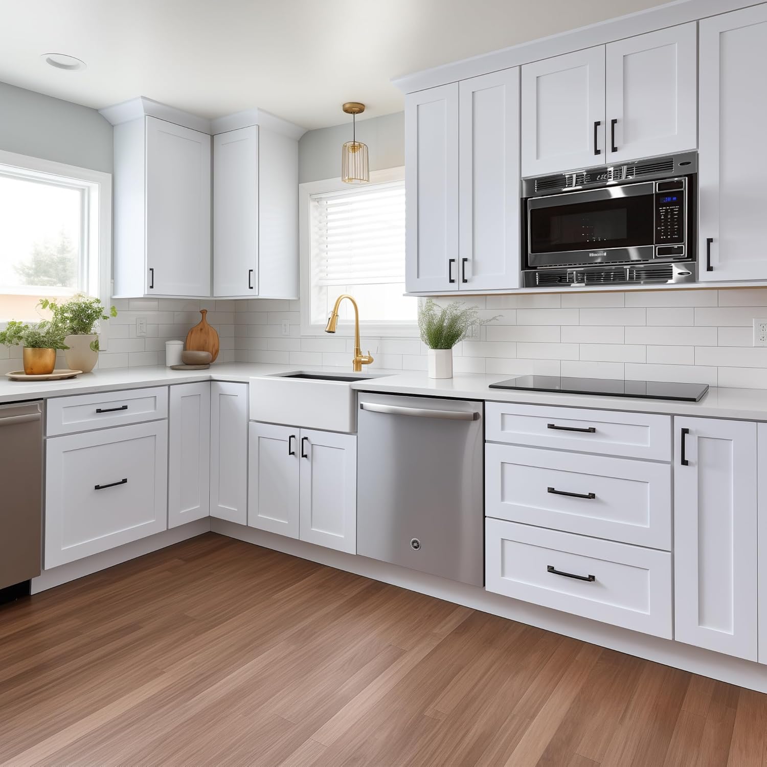 Solid Wood RTA Wall Microwave Cabinet with Open Shelves – Shaker Style, Space-Saving Kitchen Pantry Storage, Durable and Versatile Wall-Mounted Organizer (SK-White, 30