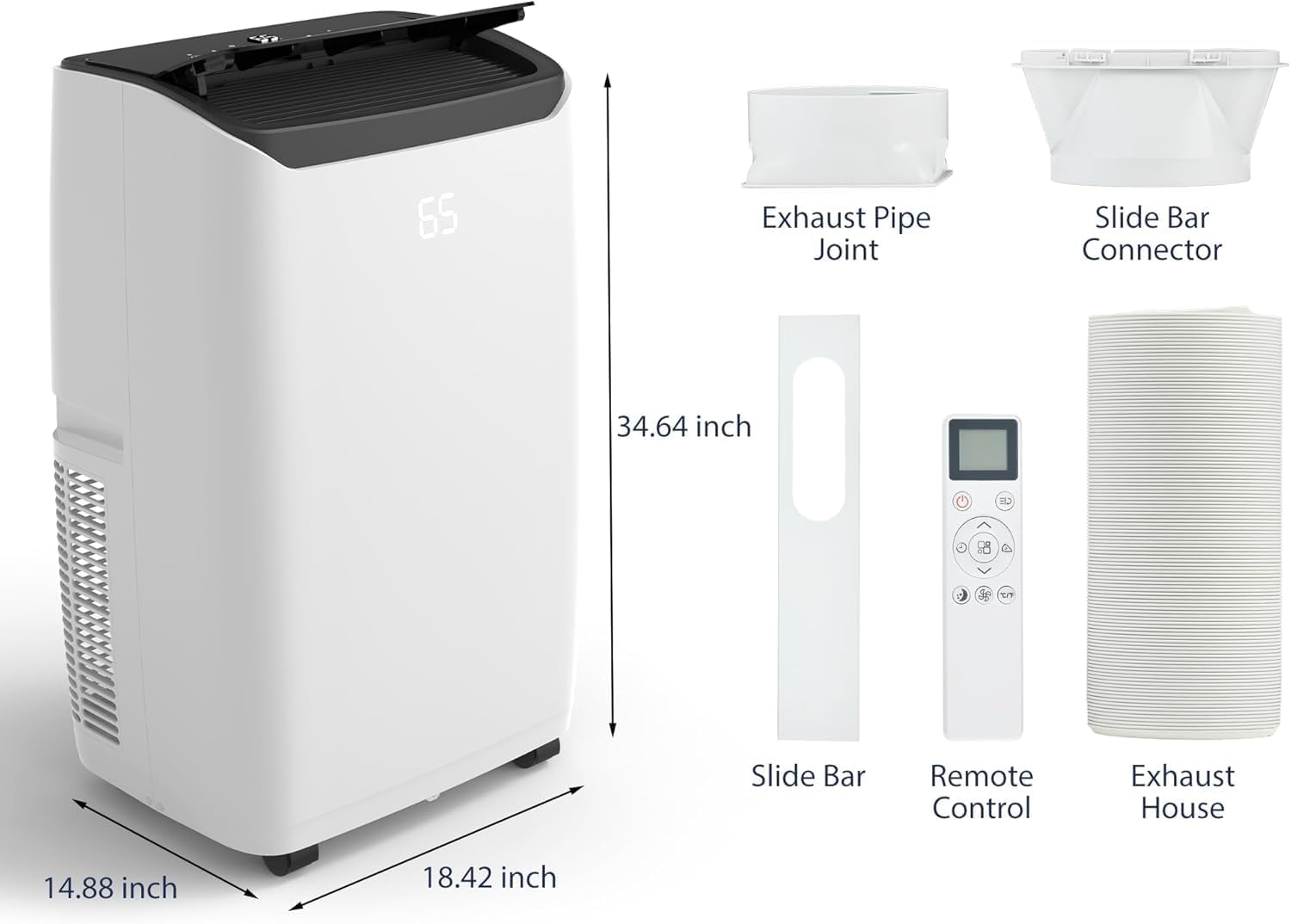 Portable Air Conditioners, 14000 BTU Room Air Conditioner Cools Up to 750 Sq.Ft, In-1 Portable AC Unit With Cooling, Dehumidifier, Fan & Sleep, With Remote Control & Installation Kits, 24H Timer