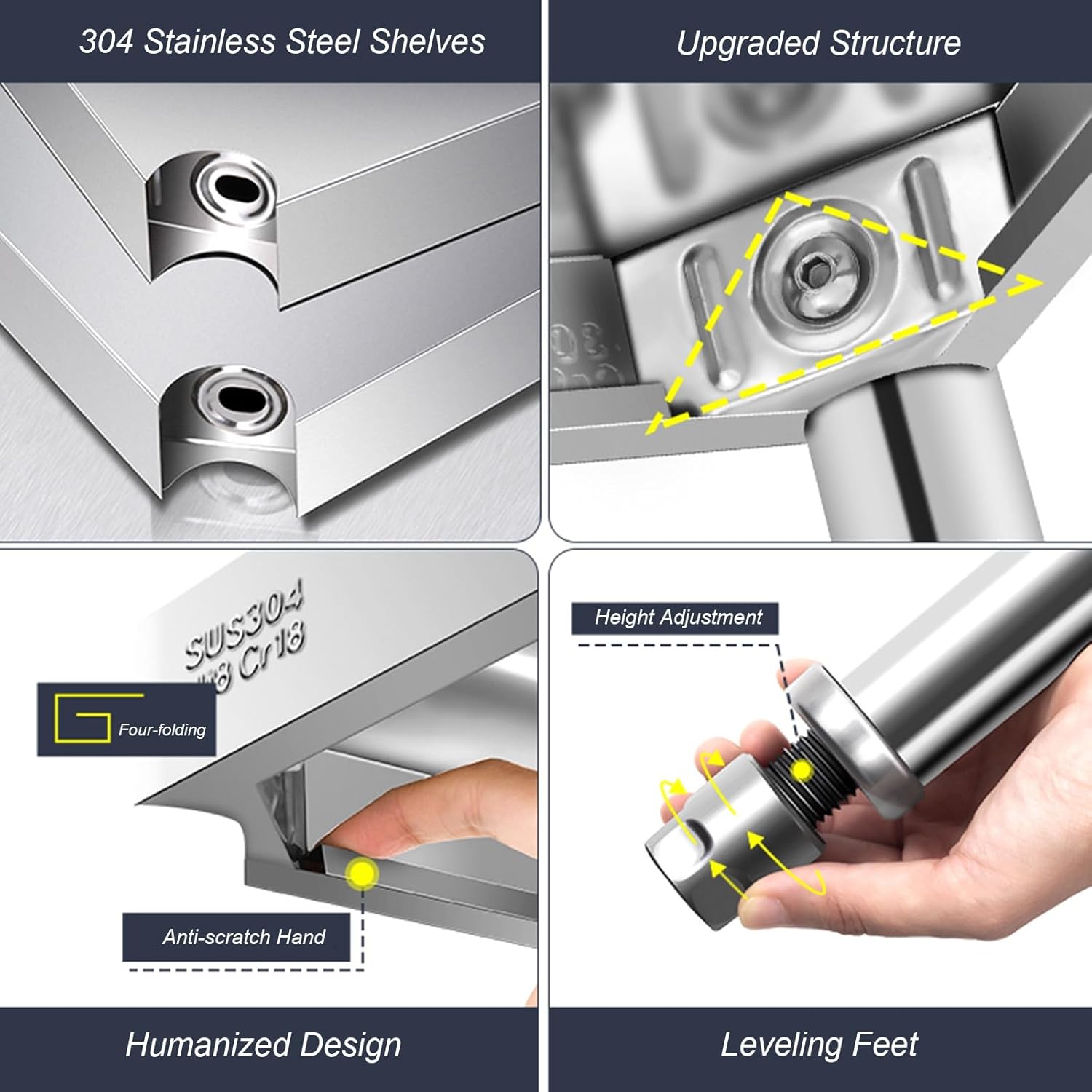 Stainless Steel Over Microwave Shelf, Commercial Countertop Metal Organizing Rack Microwave Stand for Restaurant, Bar, Utility Room, Kitchen and Garage