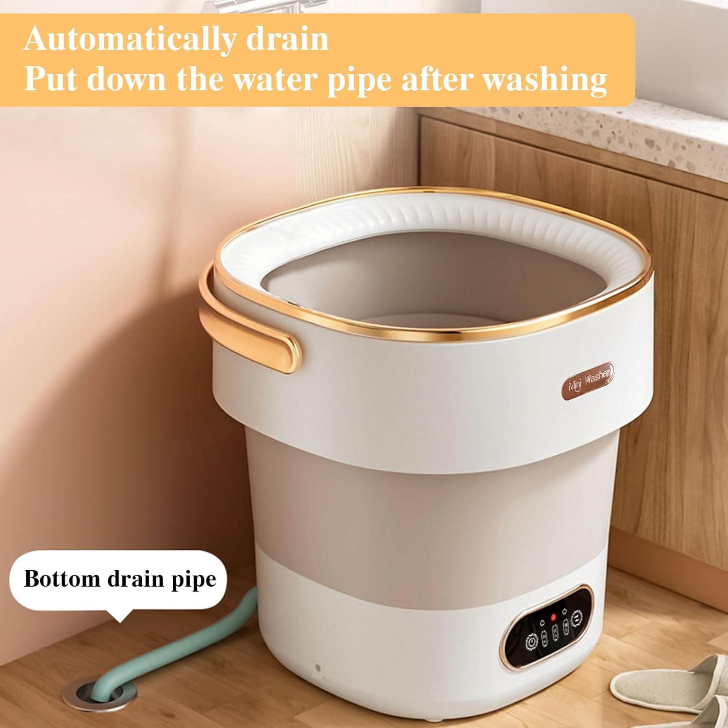 Portable Washing Machine,Mini Washer 16L Upgraded With Spin Basket,Small Clothes Folding Washing Machine Of Underwear, Baby And Small Clothes,Suitable For Home Apartments Dormitories, Hotels Khaki