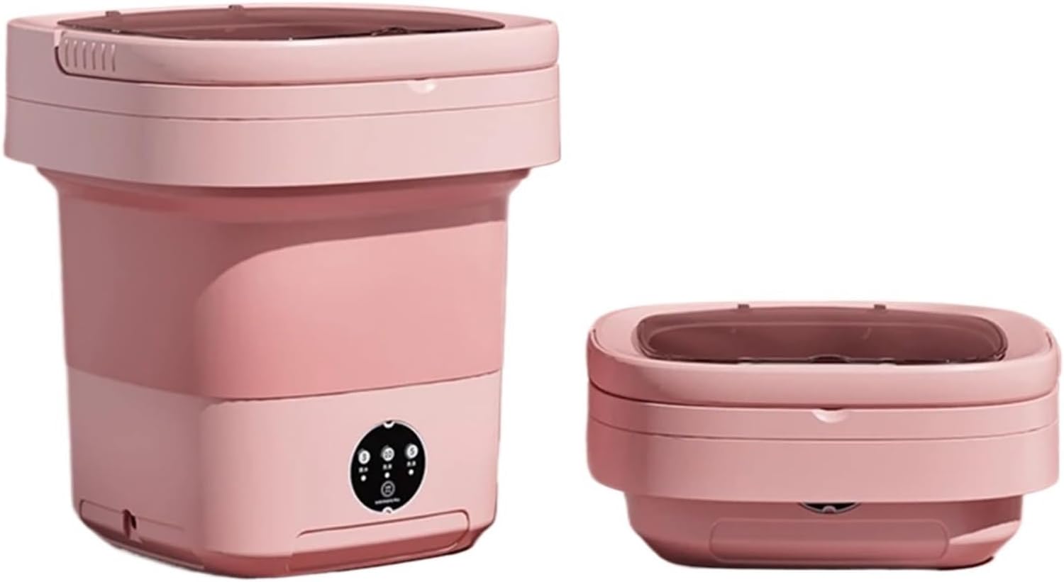 Compact Laundry. Ultrasonic Folding Portable Washing Machine 6L Big Capacity With Spin Dryer Bucket For Clothes Travel Home Underwear Socks .Portable(Pink)
