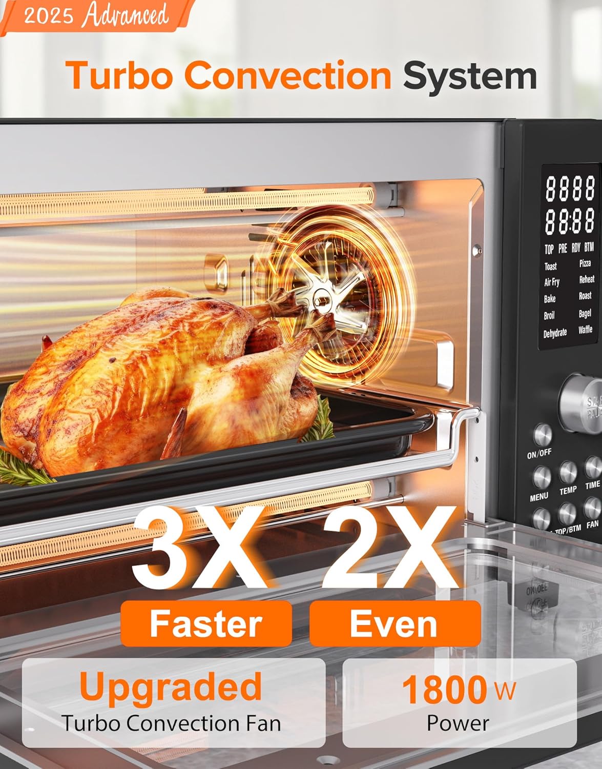 Nuwave Bravo Pro Smart Air Fryer Toaster Oven Combo, Airfryer Convection Oven Countertop, 10-in-1 Functions with Quicker & Even Crisp Technology, 1800W, 50-450°F, PFAS-Free, 21QT, Black