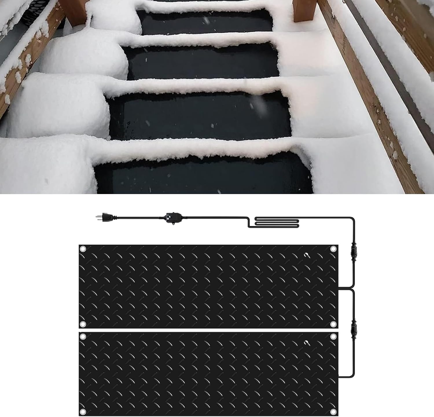 Snow and Ice Melting Mats Roof and Valley Heater Ice Dam Prevention Heated Outdoor Mats Electric Snow Melting Mats for Winter Snow Removal,4,20 * 60 in