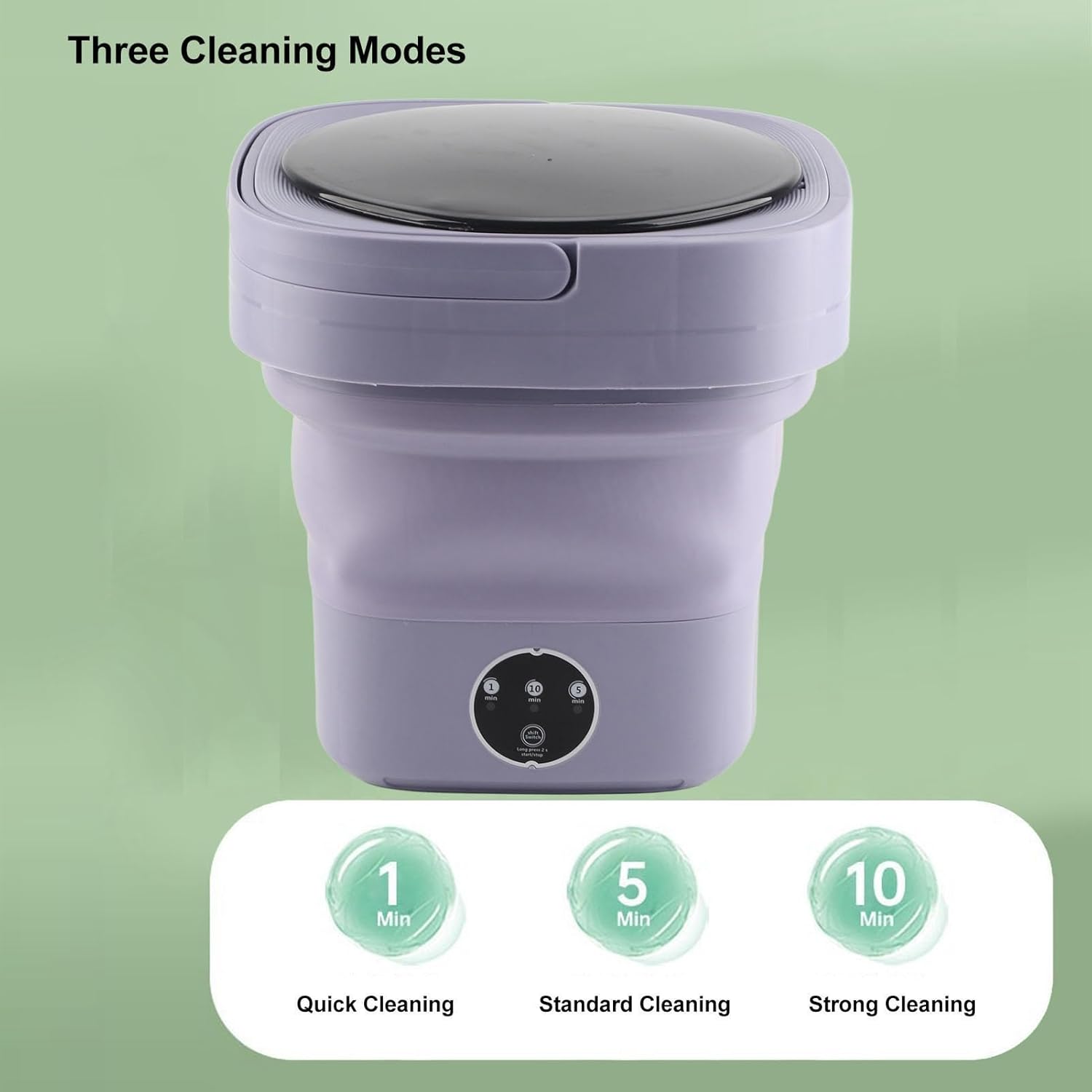 Portable Foldable Washing Machine 6.5L Mini Washer with Spin Dryer and 3 Modes for Baby Clothes, Underwear, Socks, Home Laundry, RV, Travel Wash Bucket Camping Use 12V 36W (Purple