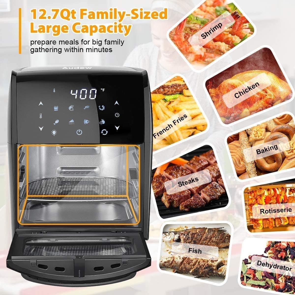 1700W Digital Air Fryer Cooker for No Oil Healthy Chips & Meals with Rapid Air Circulation System 7-in-1 Multi-Use Digital Air Fryer 220V Electric Hot Deep Fryer needed charitable