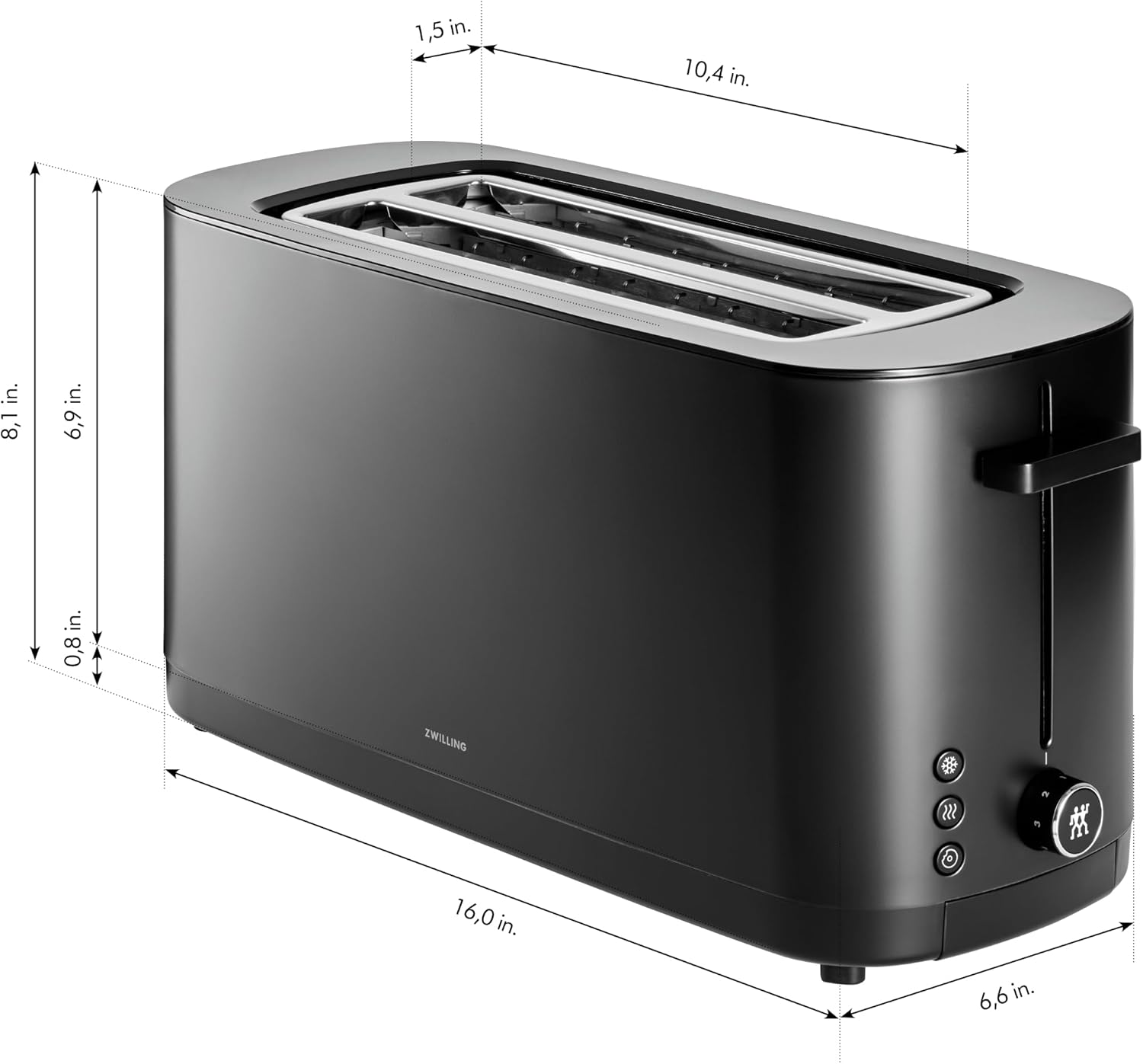 ZWILLING Enfinigy, 4-Slice Long Slot Toaster, Extra Wide 1.5