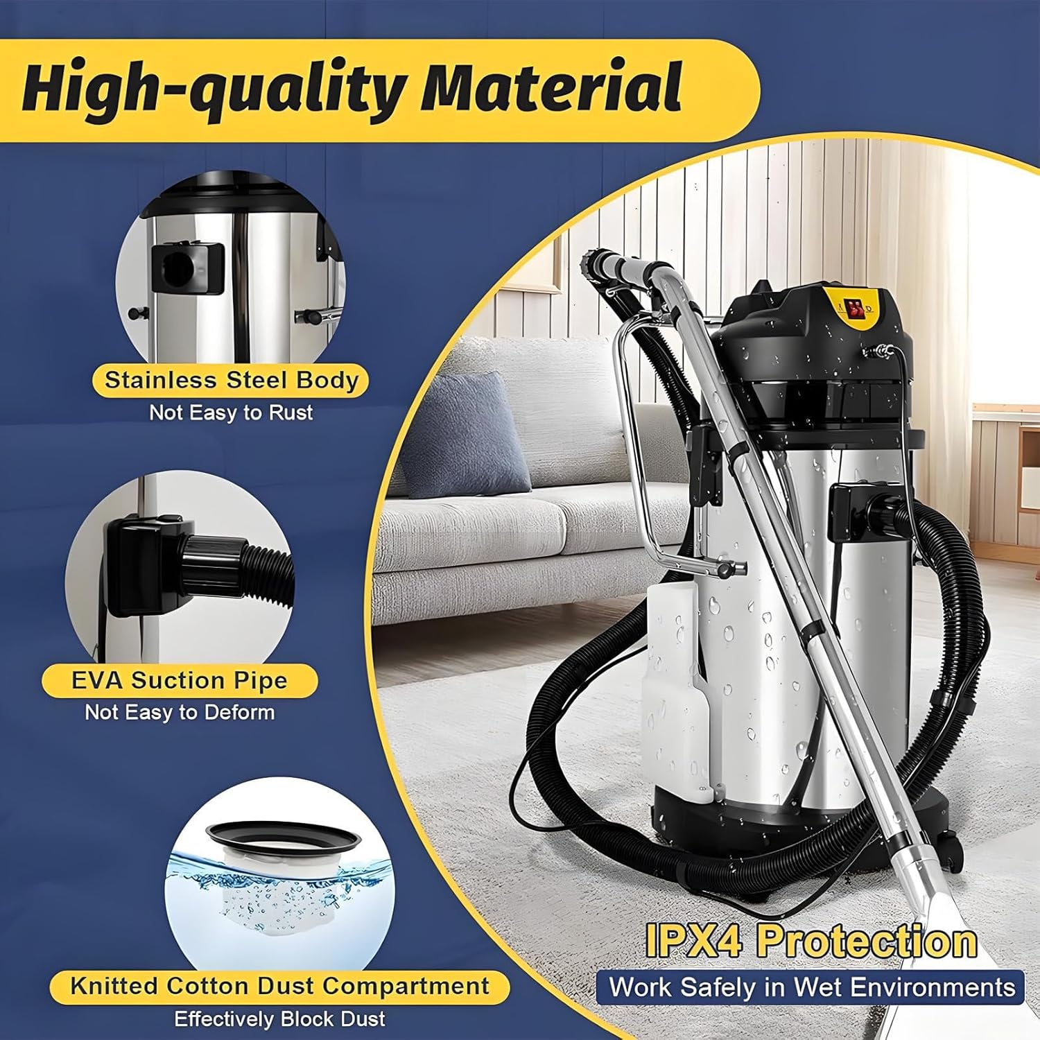 Commercial Carpet Cleaner Machine, Portable Carpet Extractor for Wet Dry Cleaning - Heavy Duty Dust Extractor and Mobile Cleaning Machine 40L/10.56gal (40L/10.56gal)