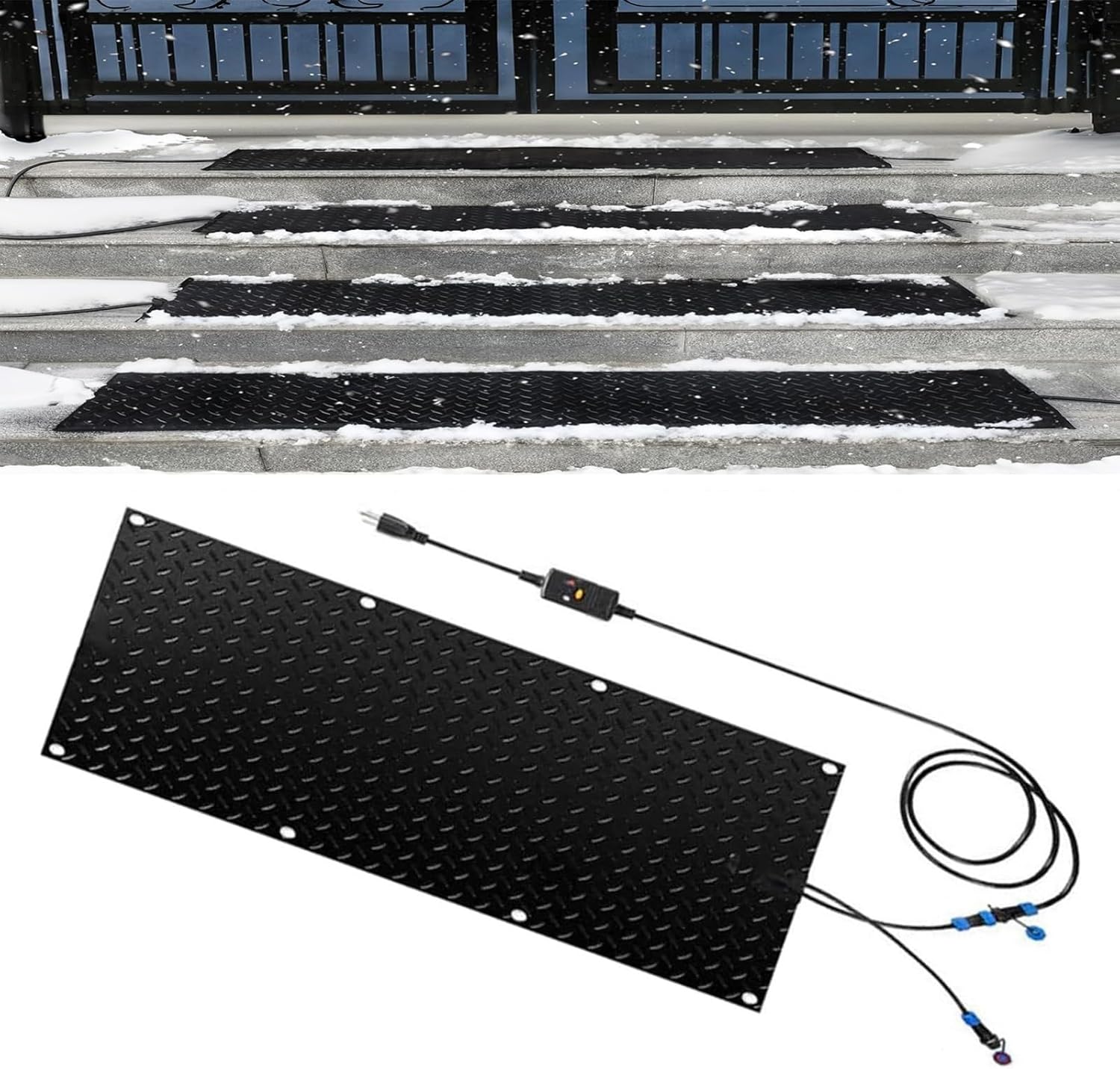 Snow Melting Stair Mats, 1/2/3/4/5 pcs Heated Snow Melting Mats, Snow Melting Mats Outdoor, Electric Snow Melting Mats for Winter Snow Removal, Outdoor Heated Mat Walkway(1 Pcs,30x90cm/12x36in)
