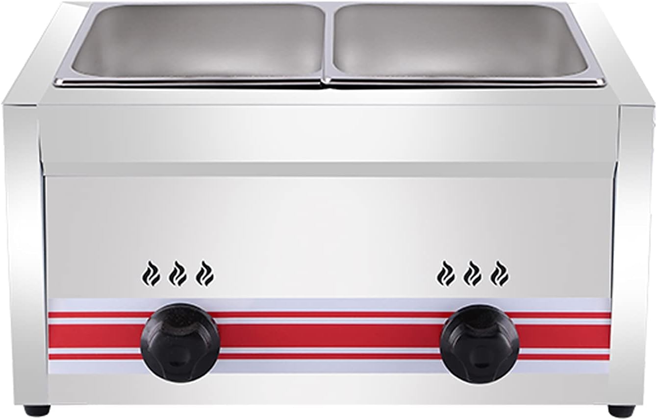 Large Capacity Gas Fryer - Stainless Steel LPG Fryer For Home And Commercial Use, Adjustable Firepower, Includes Baskets And Lids, For Chips, Donuts, Fish, Easy To Clean ,Double Cylinder 10l+10l-Fryer