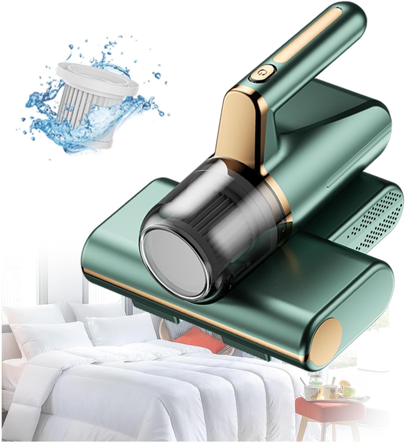 Bed Cleaner Machine Deep Cleaner, 3-in-1 Wireless Handheld Vacuum for Bed 14kpa Super Suction Mattress Vacuum Effectively Clean Up Bed, Pillows, Carpets, Etc,Green