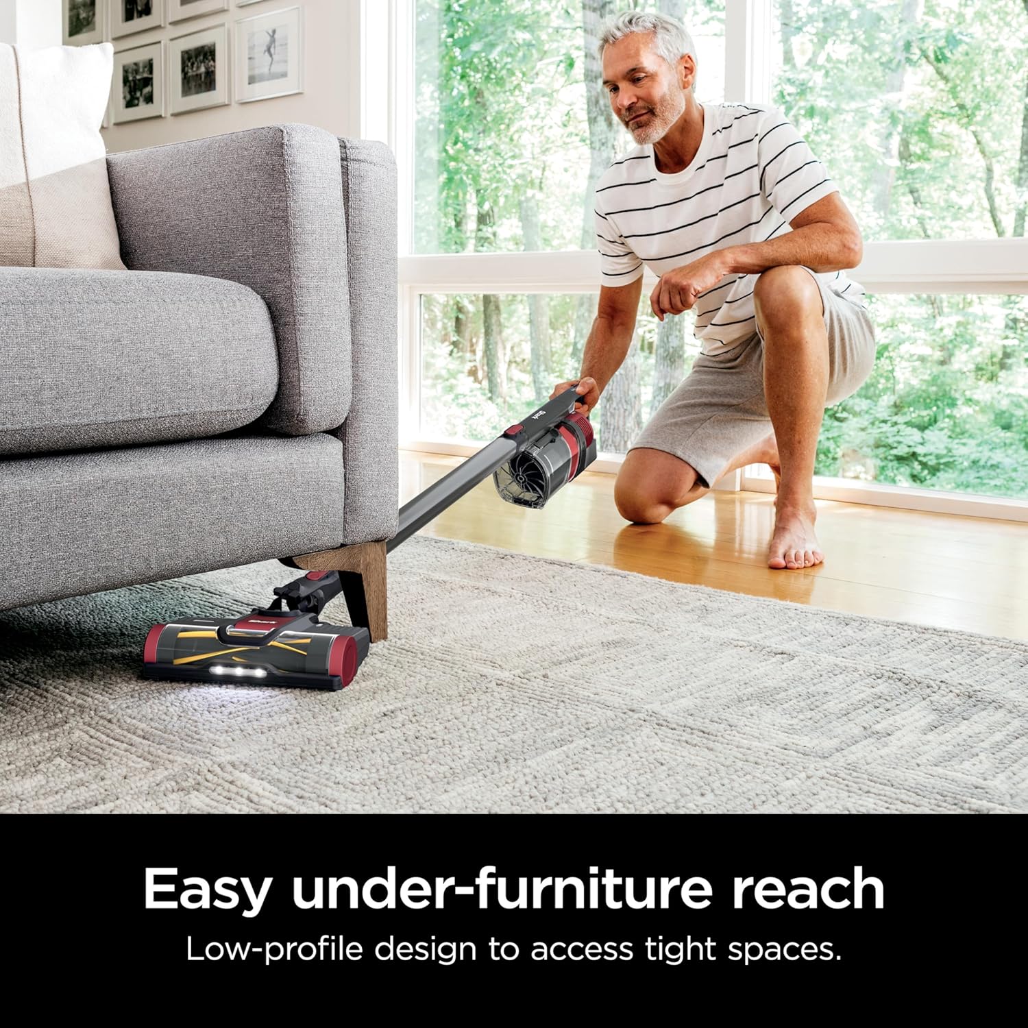 Shark WZ250RD Pet Pro Cordless Stick Vacuum with PowerFins Brushroll, XL Capacity, Self-Cleaning BrushRoll, LED Headlights, 40min Runtime, Perfect for Pets, Red (Renewed)