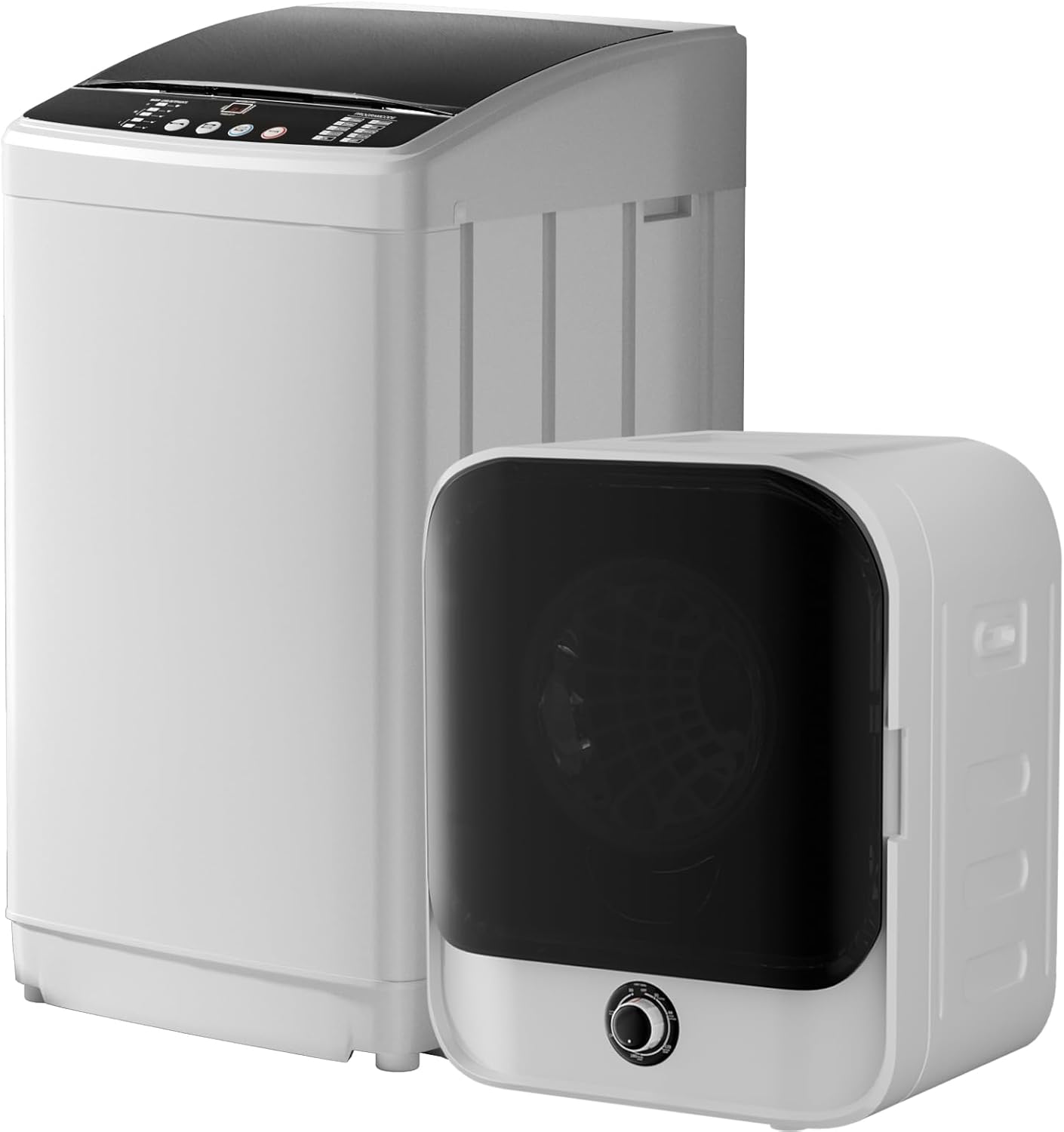 TABU Washer and Dryer Combo,20LBS Full Automatic Washing Machine with 10 Washing Programs & 2.6 Cu.Ft Portable Dryer with Stainless Steel Inner Tub,White