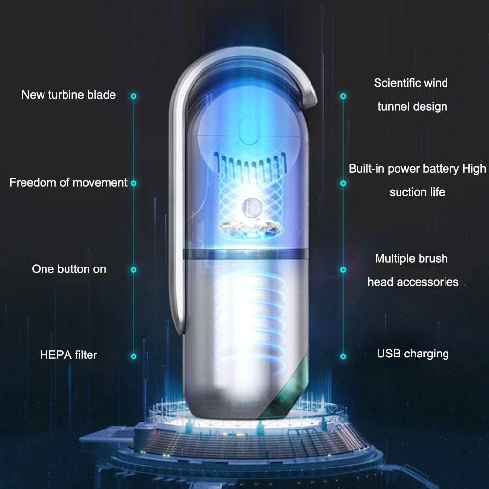 Handheld Vacuum Cleaner Cordless,4000pa High Power Car Vacuum Cleaner, Portable Vacuum Hand Held for Car and Home, Wet and Dry Dual-Use Vacuum Cleaner (Color : White)