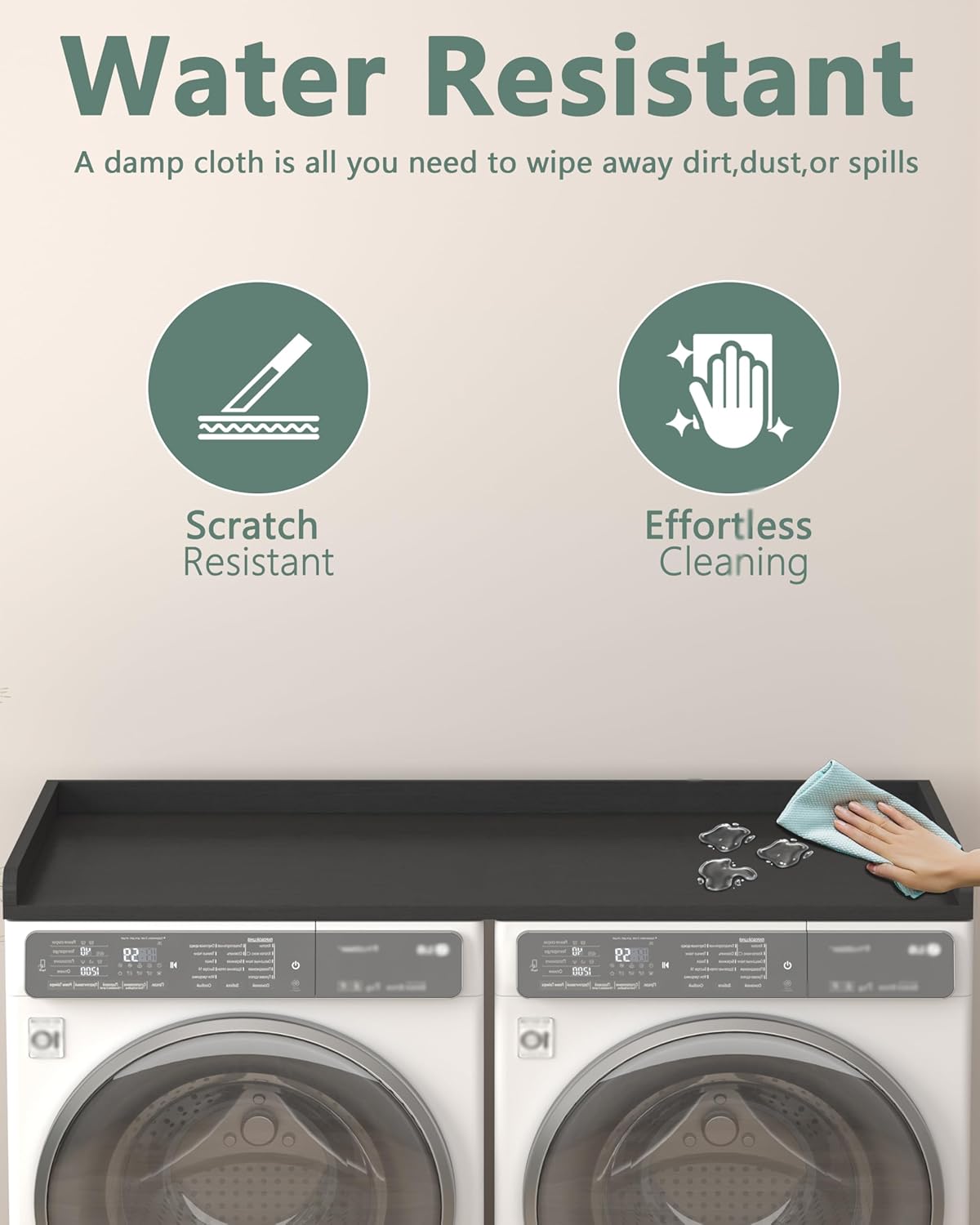 Piskyet Washer Dryer Countertop,Laundry Countertop with Edge Rails,27.5