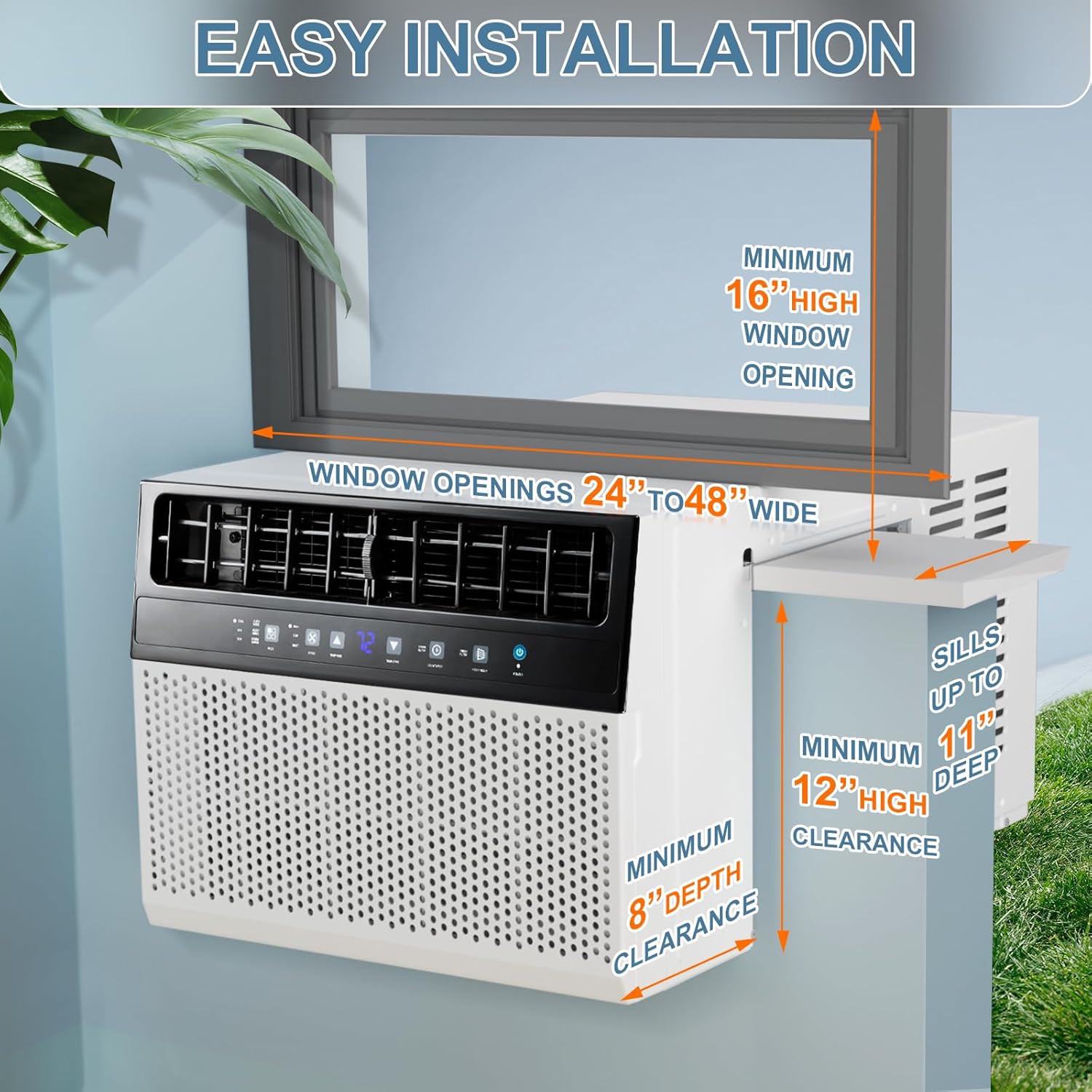 Antarctic Star 12,000 BTU Window Air Conditioners Cools up to 550 Sq. Ft, U-Shaped Air Condtioner Window Unit with 6 Modes 24H Timer, Energy-saving Window AC Units, Easy to Install, White