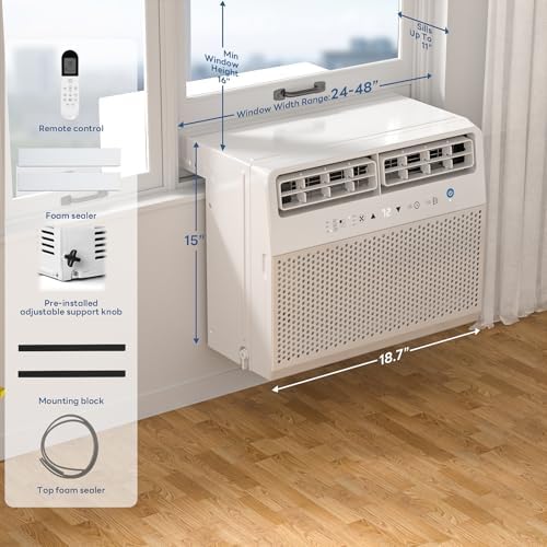 ZAFRO U Shaped Window Air Conditioner 10000BTU AC Window Unit Cools 450 Sq.Ft., Ultra Quiet Energy-Efficient Cooling, With Remote Control