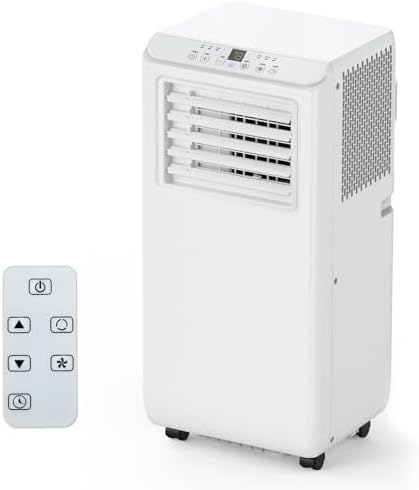 GarveeHome 8000 BTU Portable Air Conditioners, Quiet and Efficient Portable AC Unit with Remote, Dehumidifier, Sleep Mode, and 24H Timer, Suitable for Bedrooms and Small Offices, White