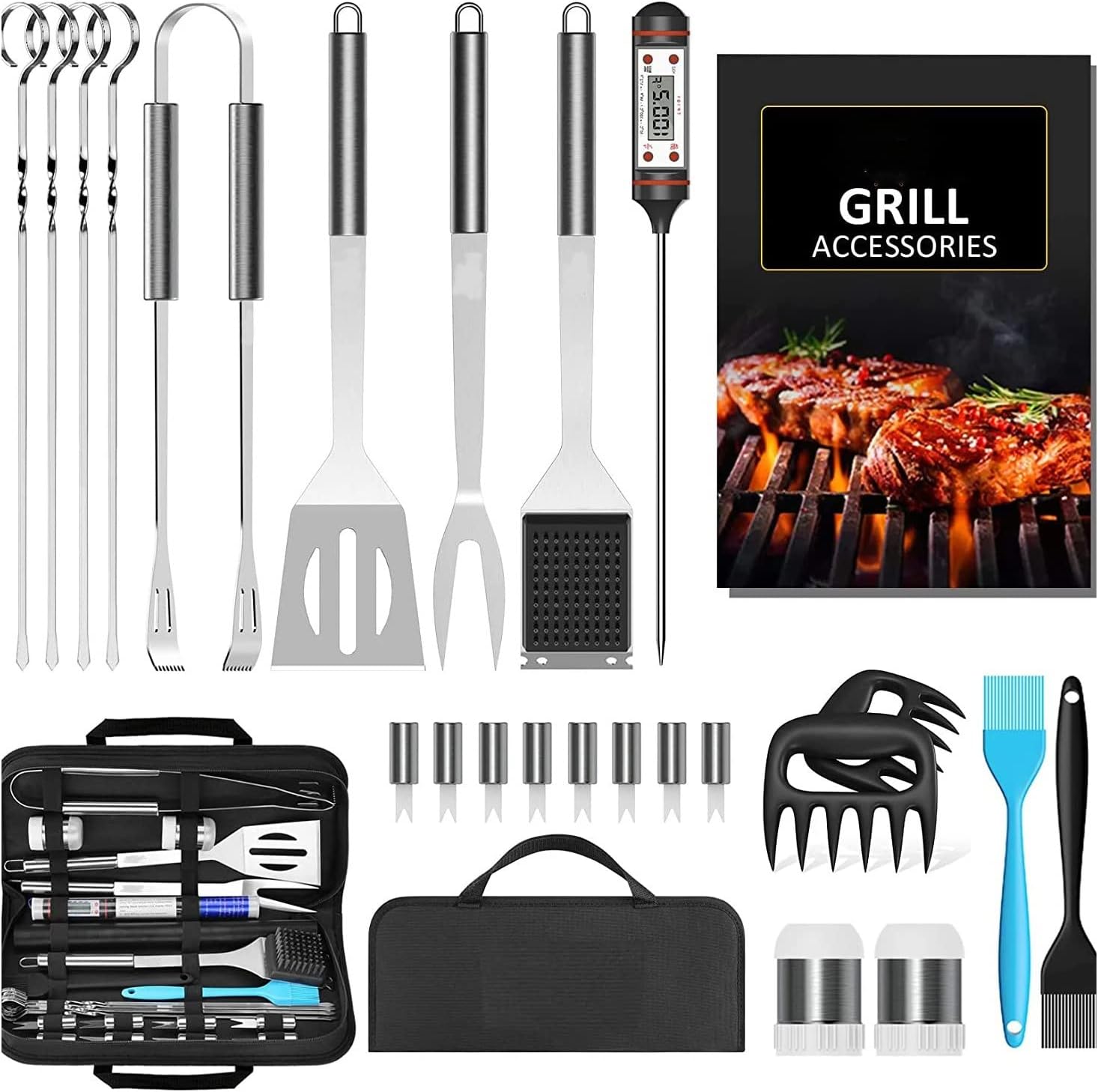 Stainless Steel Barbecue Tool Set, Outdoor Camping Cooking Tools, Multi-Function Grill Accessories, Portable Barbecue Set, Barbecue Grill Accessories Set (D)