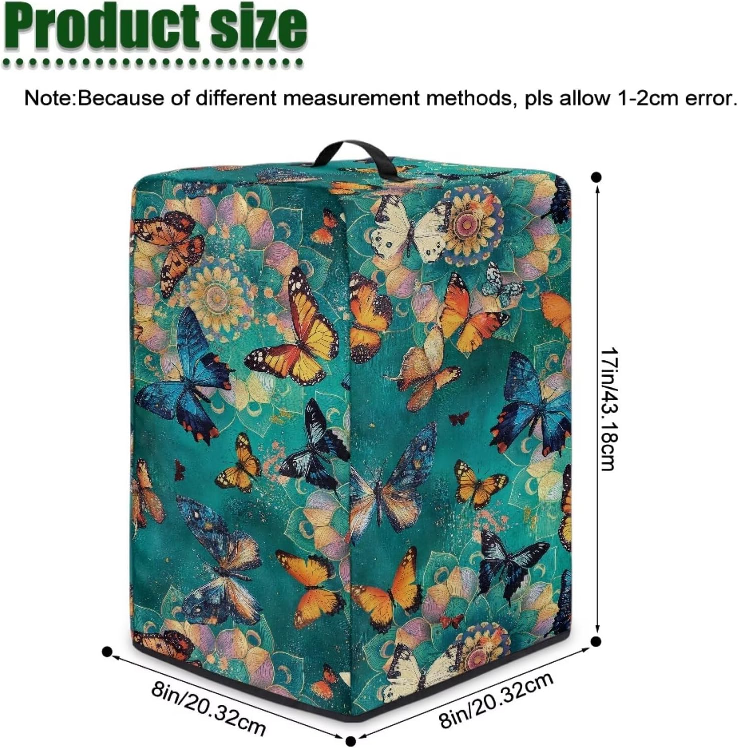 Retro Butterflies Kitchen Appliance Covers – Blender Dust Cover with Floral Prints, Fits Most Juicers & Stand Mixers, Foldable & Machine Washable, Home Kitchen