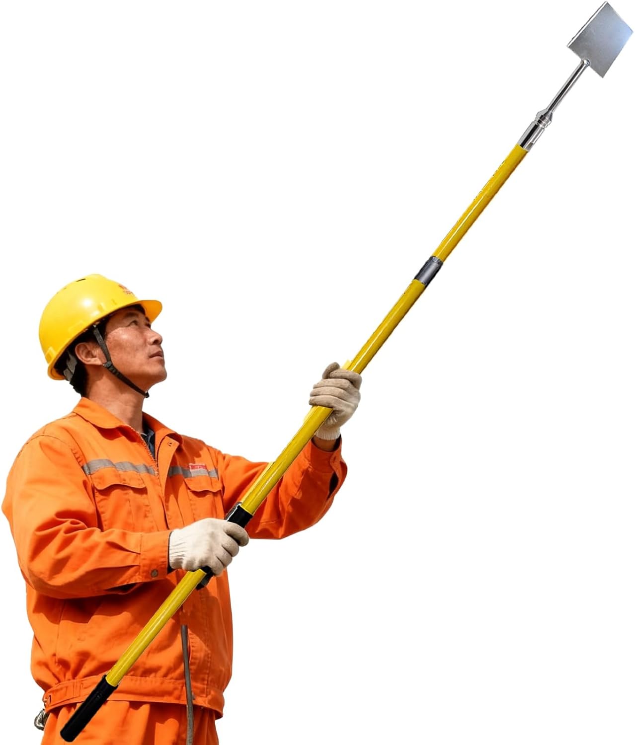 20' Insulated Ice Scraper Removal Pole - Hot Stick for Line & Gutter De Icing, 110kV Fiberglass Tool with 7 Shovel Heads, Snow Rake for Home & Commercial Use