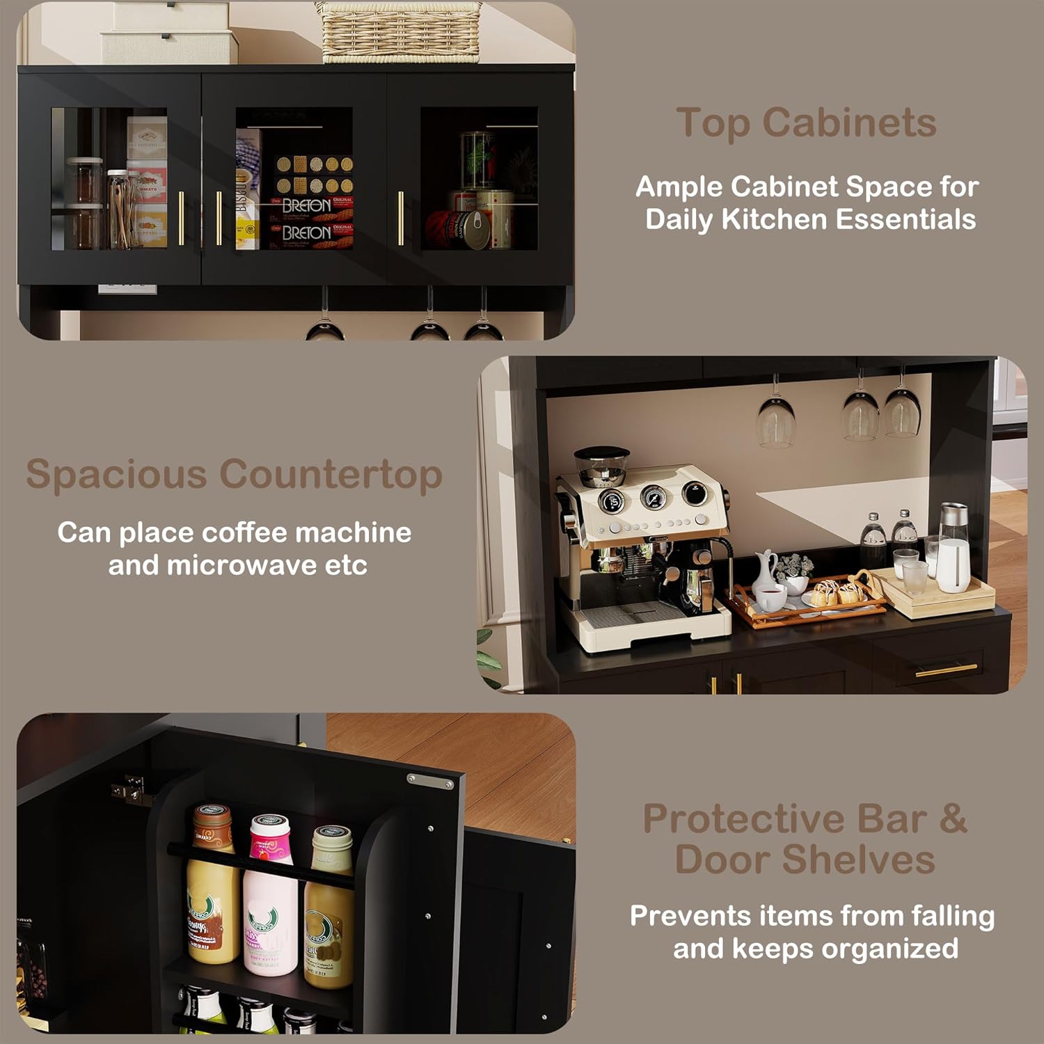 Kitchen Pantry Cabinet with Hutch: 71