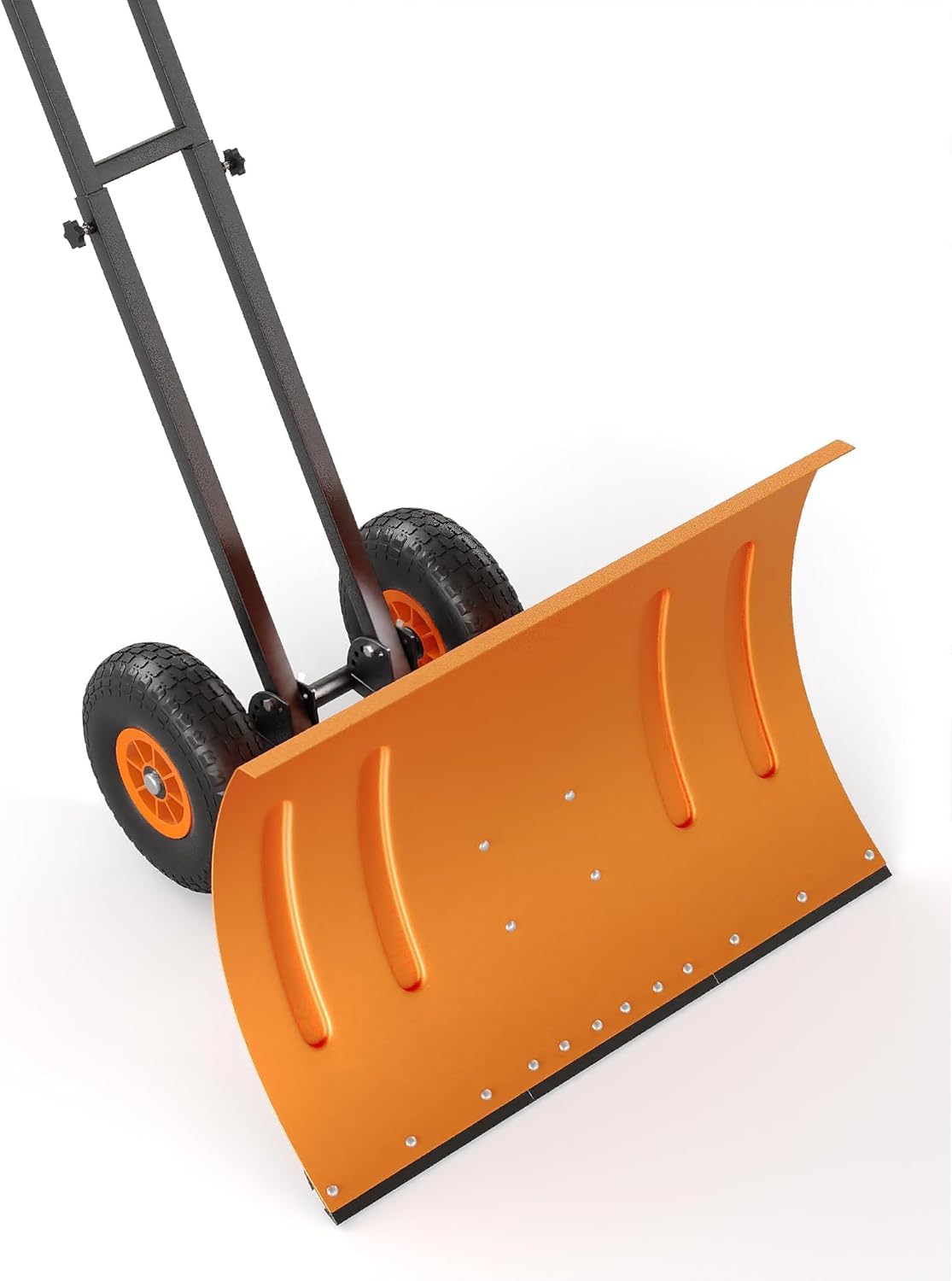 Heavy Duty Rolling Snow Shovel with Wheels – 29x20 Inch 5-Position Angled Metal Blade, Adjustable Ergonomic Handle, Efficient Snow Pusher for Driveway, Sidewalk, Garden – Durable Snow Removal Tool –