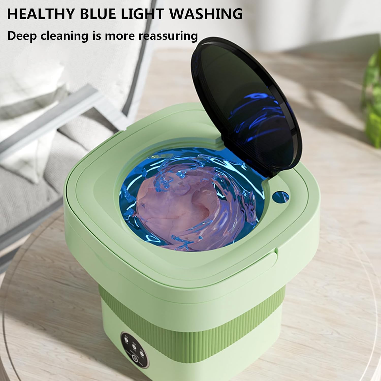 Mini Washing Machine Portable Washer, 6.5L Foldable Mini Washing Machine with Spin Dryer, Portable Washing Machine and Dryer Combo for Apartments, Camping, Travel, RV,Green