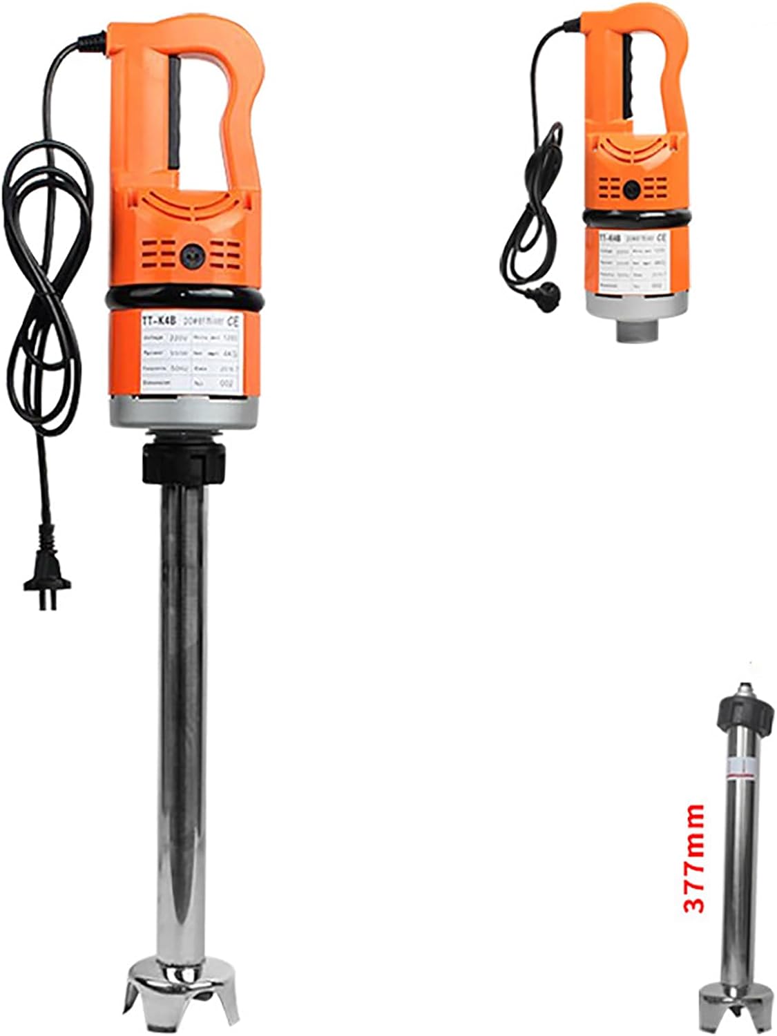 Hand Blender Stick, 1000W Commercial Immersion Blender, Hand Blender with 377mm Stick, with Locking and Safety Button, Variable Speed Multi-Purpose for Soup,Smoothie,Puree