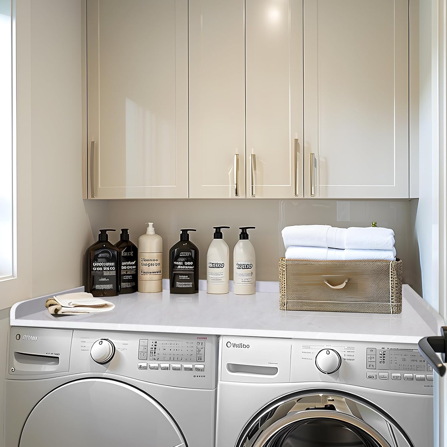 Kaboon Washer Dryer Countertop, Melamine Countertop with Edge Rails - 27.5