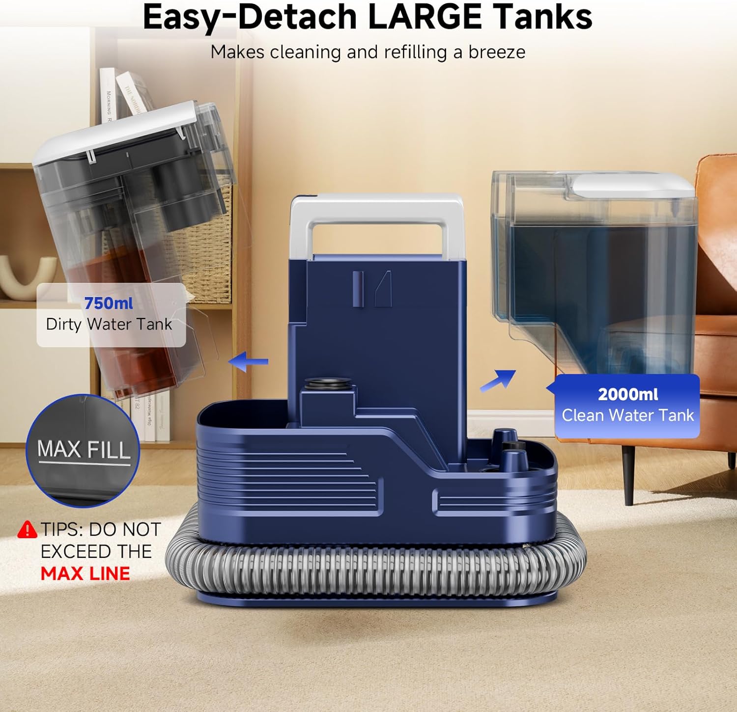 Cleaning Vacuum Cleaner, Powerful Stick Vacuum, 8 in 1 Vacuum Cleaners, Rechargeable Vacuum Pet for Hair, Carpet, Hardfloor，blue