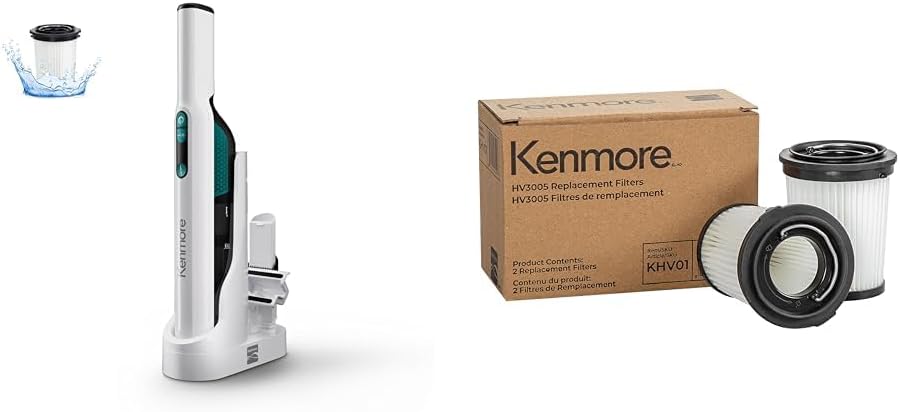Kenmore HV3005 11.1V Cordless Handheld Vacuum Cleaner KHV01 Washable Replacement Filters, 2 Pack