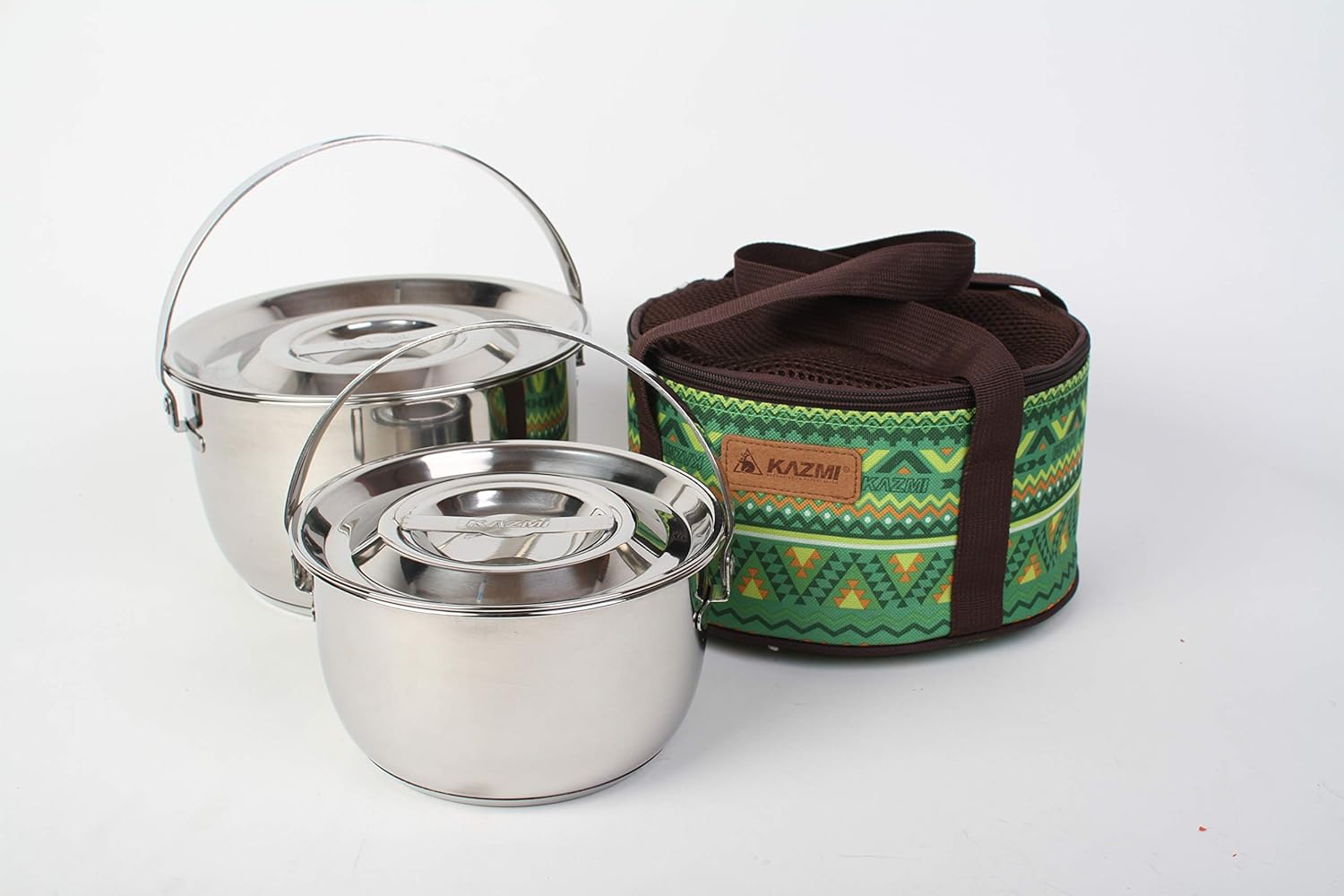 Kazmi Hera Stencook Kocher Set (Medium) - Camping Gear and Cookware Set | Stainless Steel Triple Layer Survival Gear Pots and Pans | Pot Set for Hiking, Backpacking, Travel, Outdoor Cooking