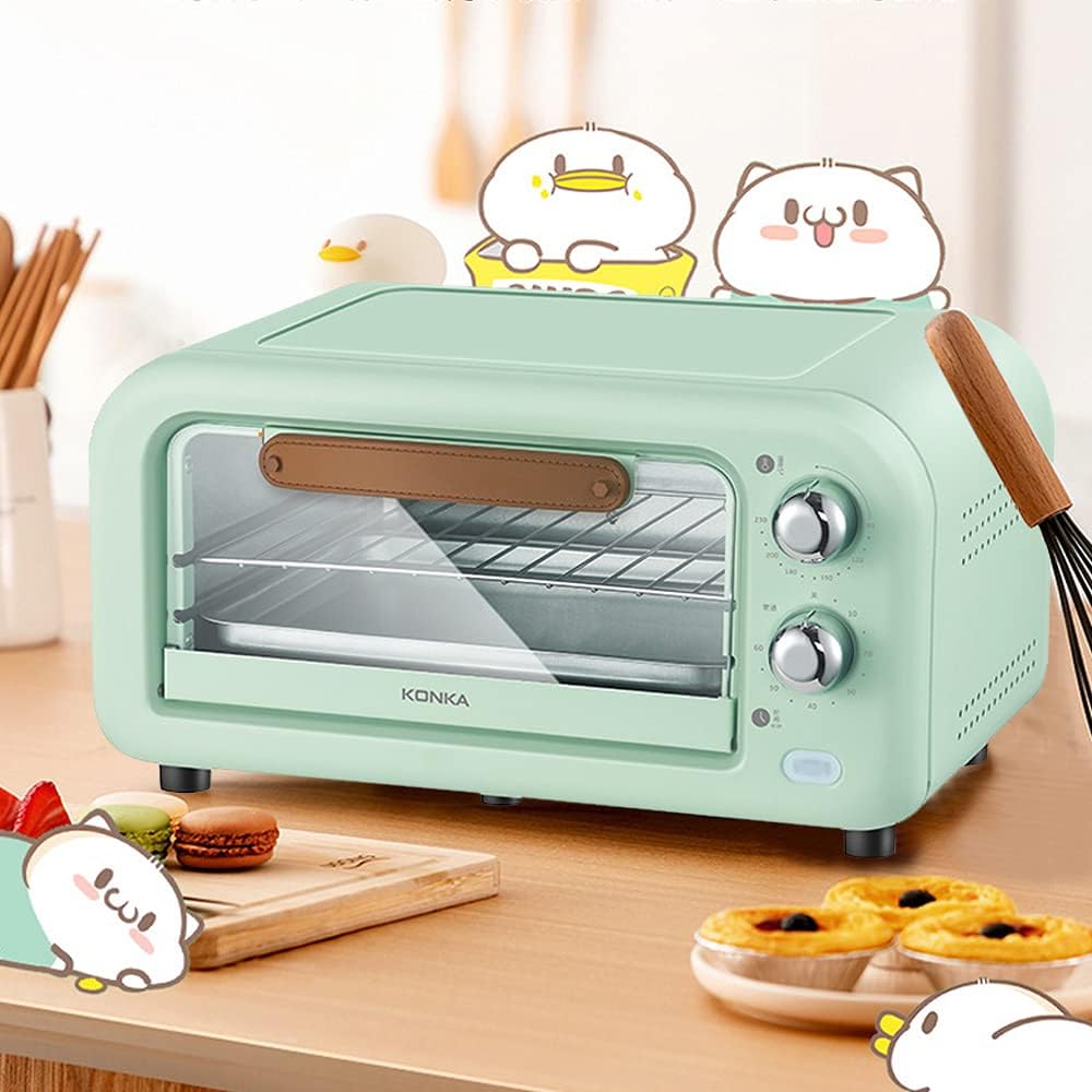 Compact 12L Toaster Oven with Convection - Countertop Oven for Baking, Broiling & Toasting, 800W Small Toaster Oven, Stainless Steel, Includes Pan & Rack