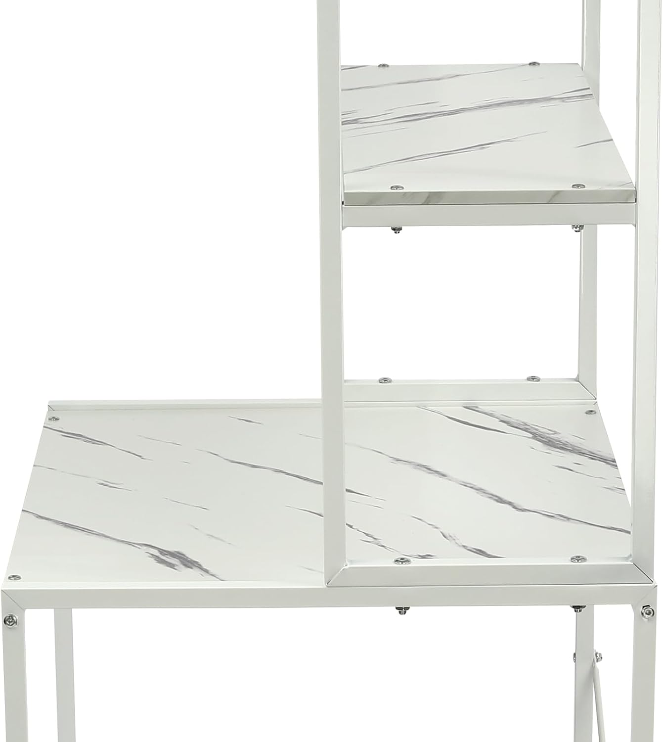 Over Washer and Dryer Storage Shelves, 3-Tier Freestanding Washing Machine Organizer Shelf with Drying Rack for Laundry Room Bathroom Garage, W27.2*D23.6*H69.5in (White & Marble)