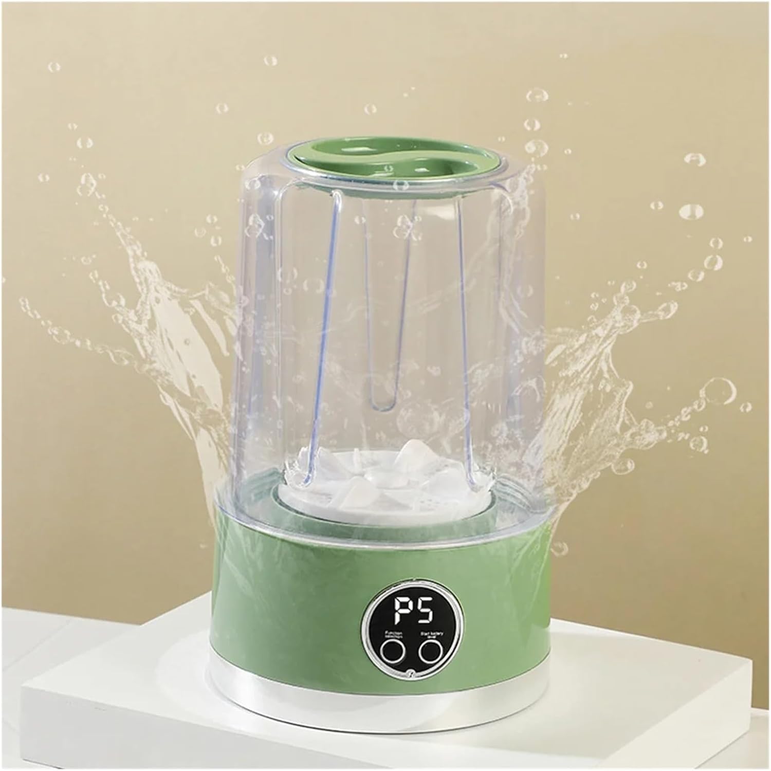 Compact Laundry. Portable Mini Washing Machine Rechargeable Underwear Washing Cup Cordless for Apartment Dorm Hotel Travel & Camping .Portable(White)