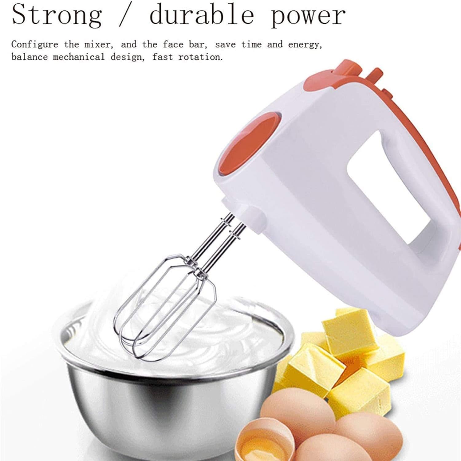 KouRy Electric Hand-held Whisk Mini Mixer Whisk Cream Baking Cake Mixer Blender Kneading Machine (Color : Orange)