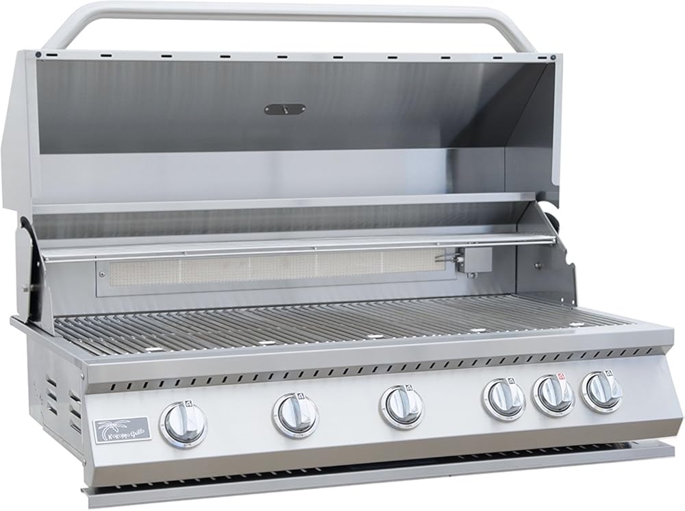 Kokomo 5 Burner Built-In Gas Grill with Back Burner | Heavy Duty Durable Construction Stainless Steel BBQ Liquid Propne Grill | 72,000 BTU Propane Grill for Outdoor Kitchen, Barbecue, Patio | 40 Inch