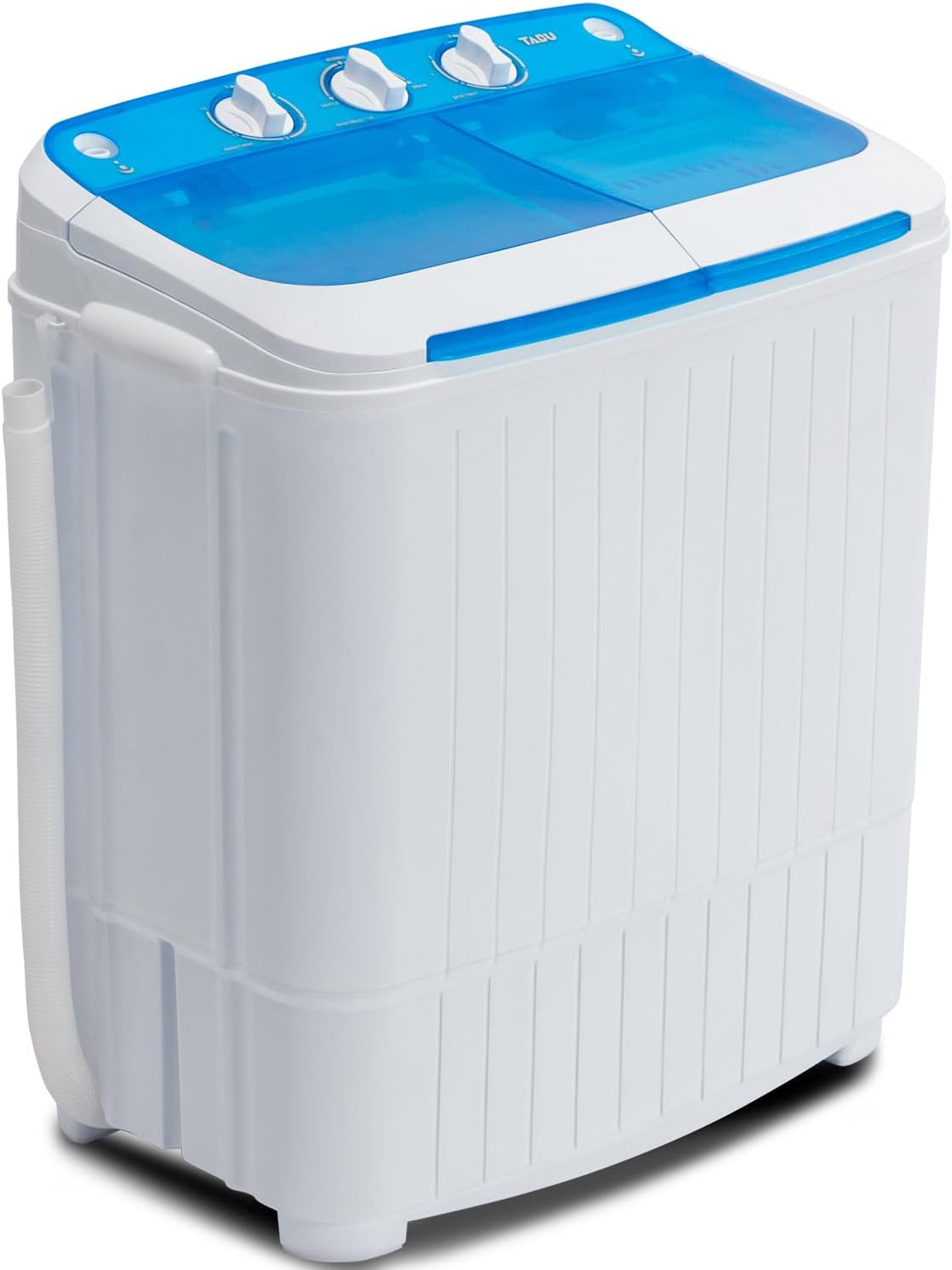 TABU 17.6Ibs Portable Washing Machine, Compact Washer Machine, Mini Washing Machine, Twin Tub Washer and Spiner, Ideal for Dorms, Apartments, RVs, Camping etc (White & Blue)