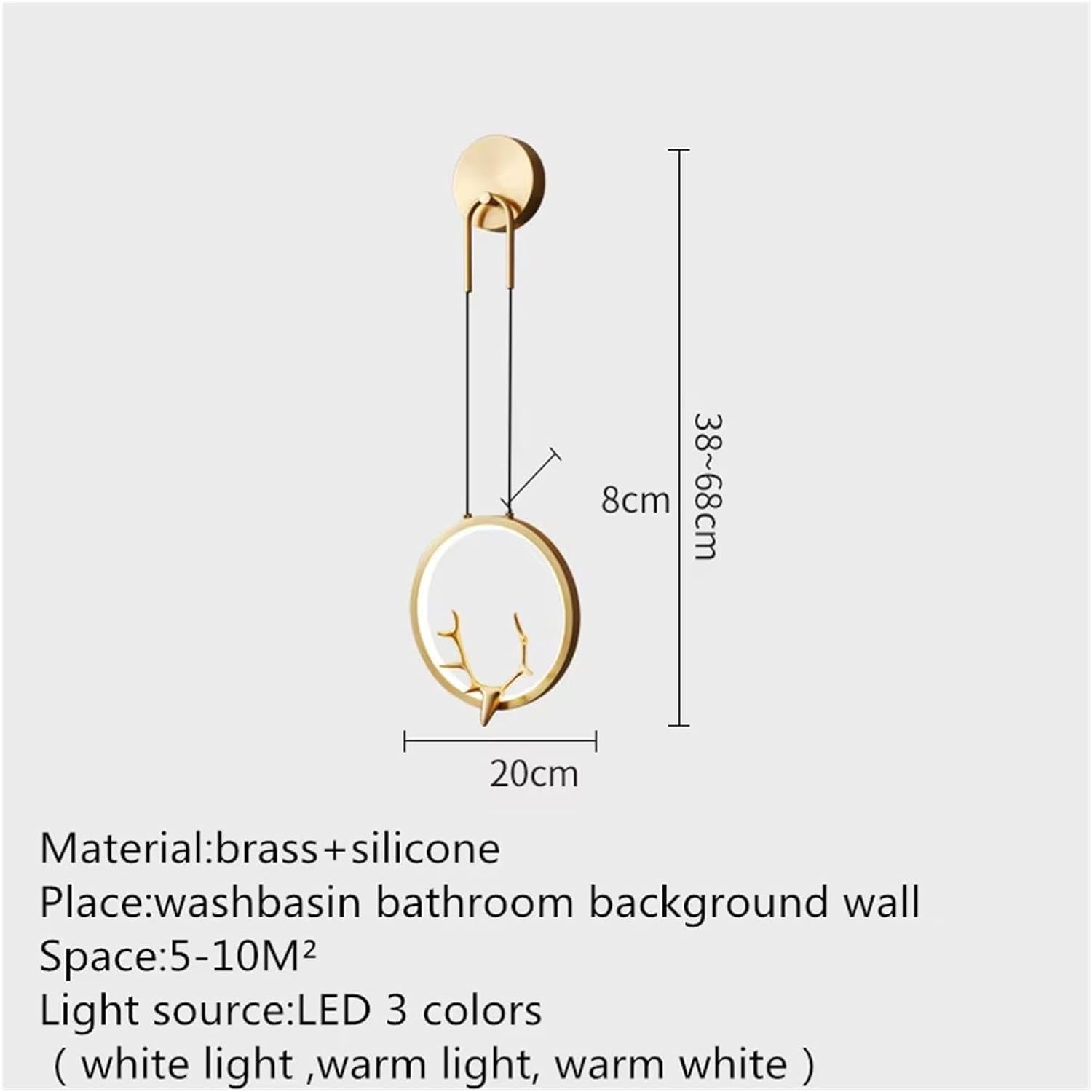 Contemporary Copper Wall Light LED 3 Colors Brass Gold Sconce Lamp Creative Antlers Decor for Home Living Bed Room ﻿,Household