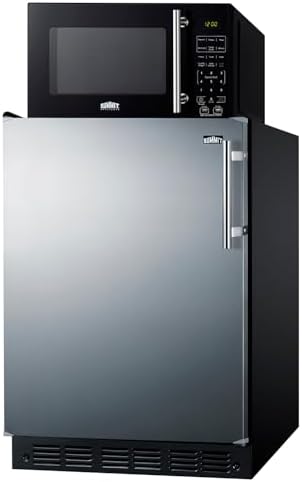 Summit Appliance MRF6BK2SSALHD Microwave/Refrigerator Combination with Allocator; Combo Includes FF6BK2SS All-refrigerator, and SM903BSA1 Microwave; 5.5 cu.ft Capacity; Automatic Defrost; LHD Swing