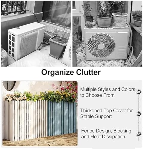 Outdoor Air Conditioner Cover Wood Ac Covers for Outside Decorative Ac Unit Cover Air Conditioner Covers for Outside Fence Blue A 105 * 45 * 100Cm