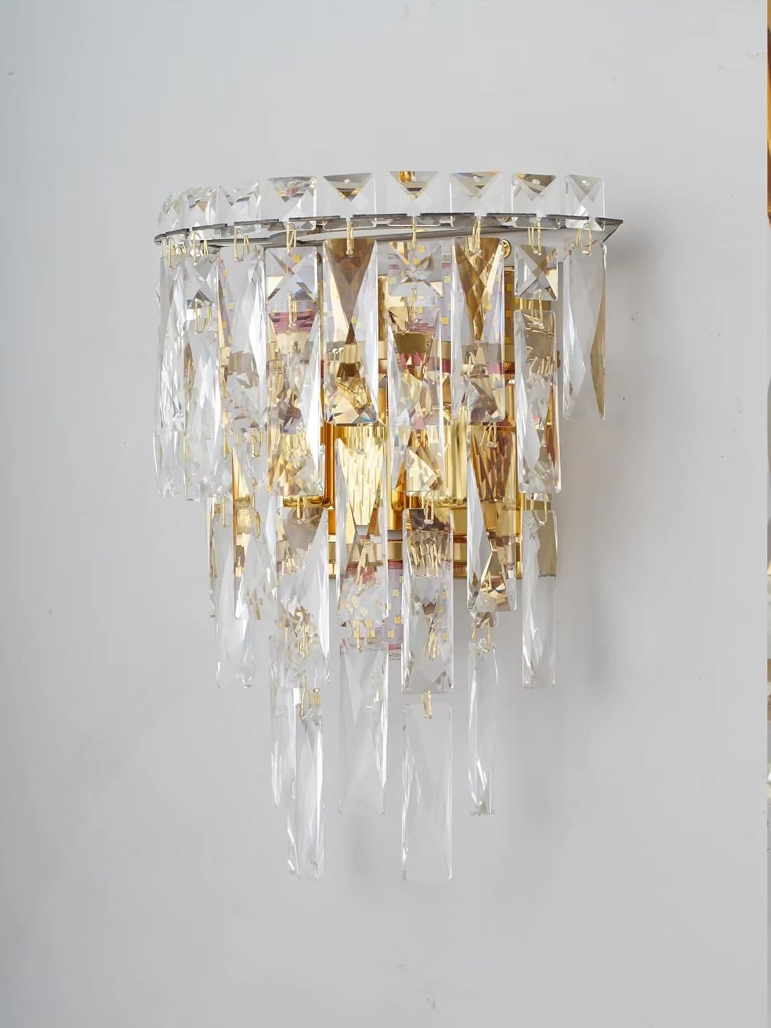 Modern Lustre Gold/Chrome LEDs Crystal Wall Lamp for Interior Living Room Background Wall Bedroom Bedside Corridor Room Decor,Household