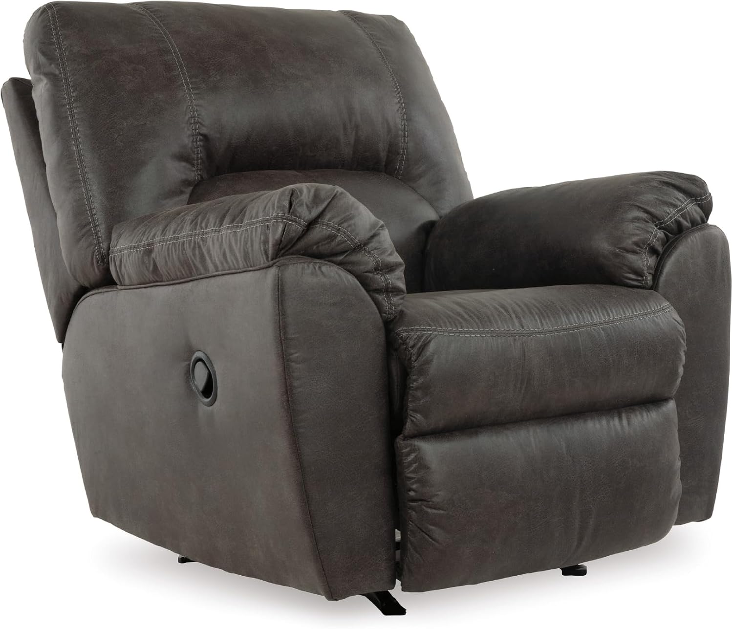 Signature Design by Ashley Tambo Faux Leather Manual Rocker Recliner, Gray