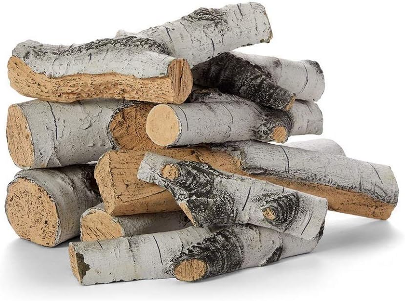 HPC Fire Aspen Birch Outdoor Ceramic Gas Log Set (FPL18/24AB9), 9 Piece