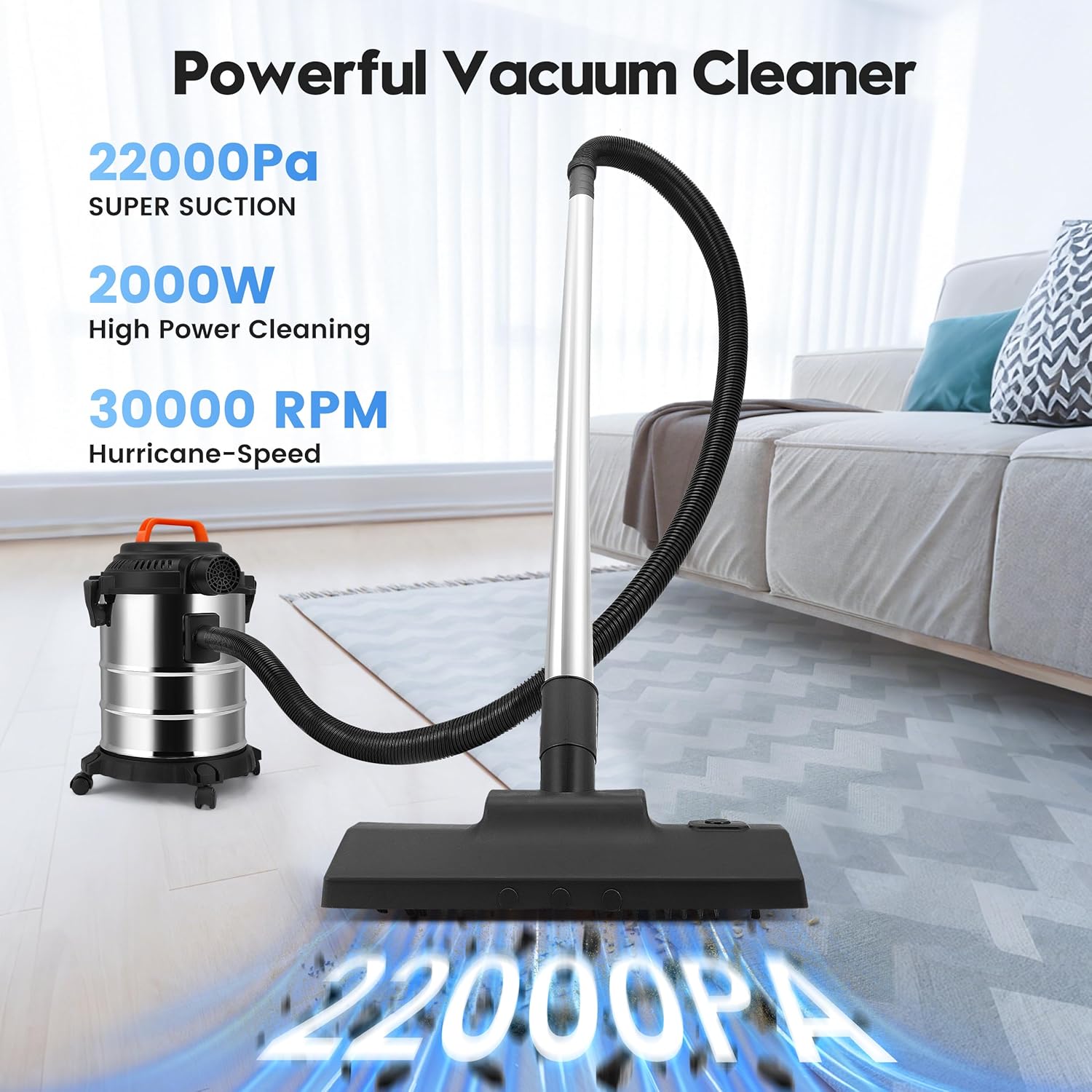 RELOIVE Wet Dry Vacuum,4.5 Gallon 2000W 6.5 Peak HP,3-in-1 Stainless Steel Shop Vacuum Wet and Dry,with Filter and Attachments for House Garage Workshop Car