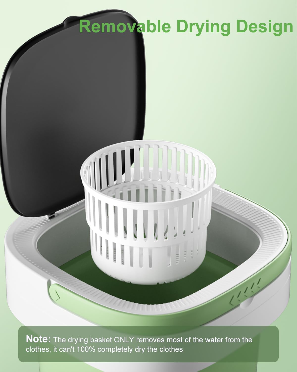 Portable Washing Machine, 16L Large Capacity Laundry Washer Cleaning for Underwear, Baby Clothes, Shirts,Small Delicates. Foldable Mini Washer and Dryer Combo for Apartment,Hotel,Camp,RV,Travel(Green)