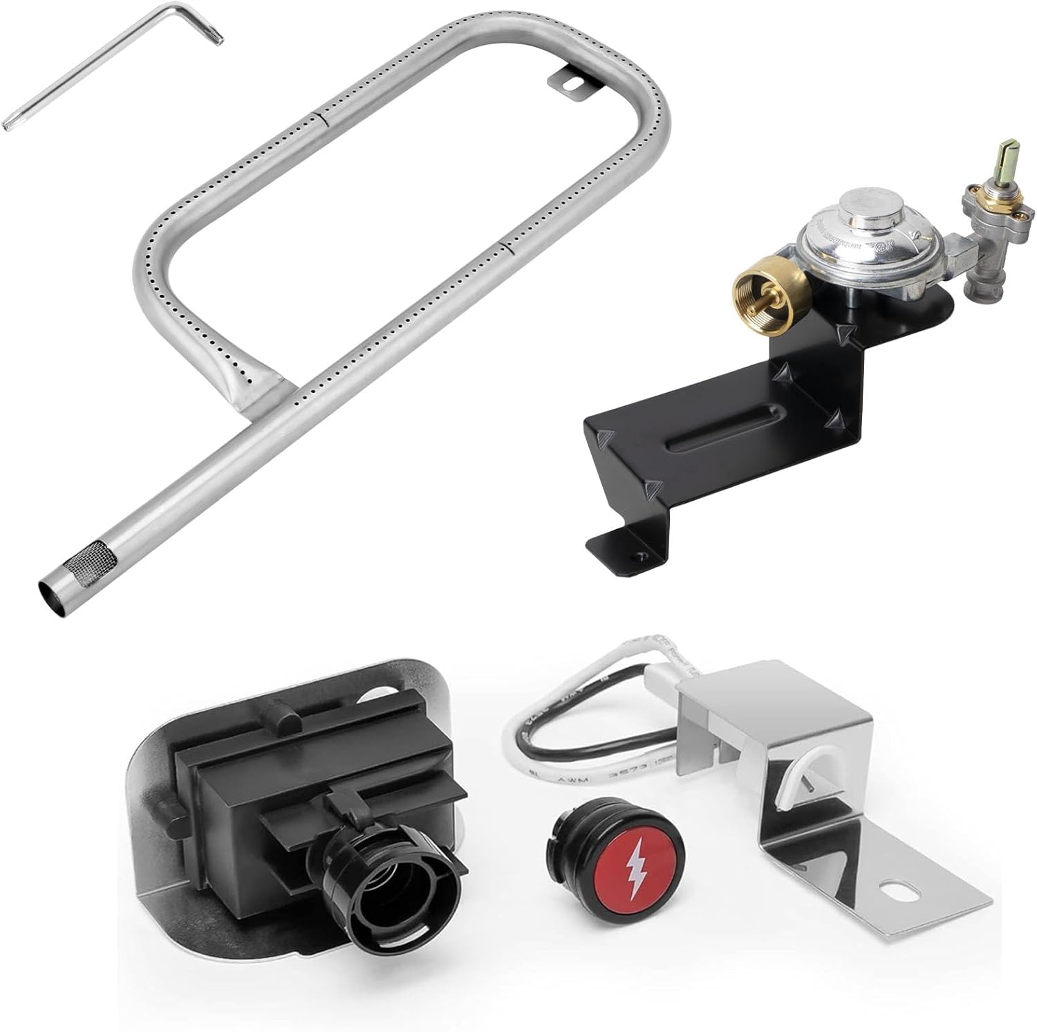 64866 Grill Valve Regulator & 60040 Grill Burner Tube Kits and 64868 Grill Igniter Kits for Weber Q1200 Gas Grills