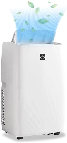 14,000 BTU Portable Air Conditioner - 9,200 BTU (SACC) Cools 700 Sq.Ft, 3-in-1 AC Unit with Dehumidifier & Fan, Remote Control, White, for Bedrooms/Living Rooms/Offices